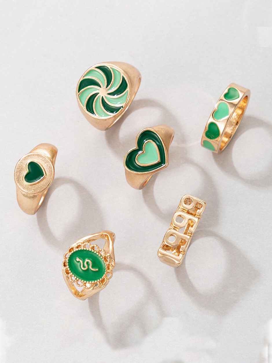 YouBella Jewellery Gold Plated Enamelled Combo of Rings for Girls and Women (YBRG - 20139)