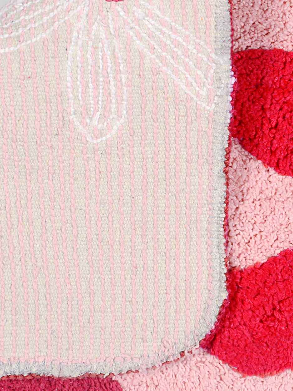 Saral Home Cotton Flower Print Anti-Slip Bathmat | 40 x 60 cm | Pink