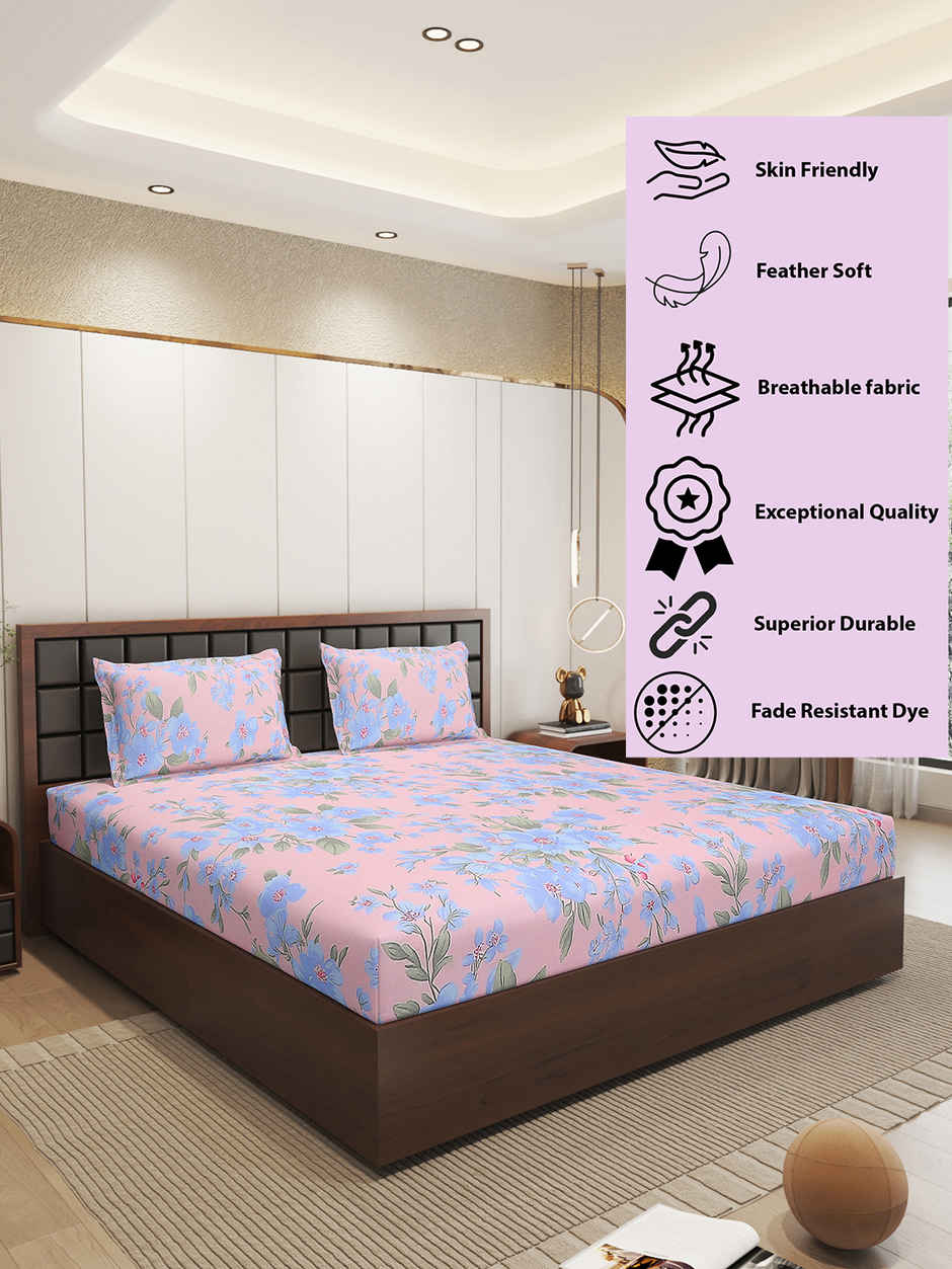 Status Imperial Corner Fitted Bedsheet | Velvet Blush Botanicals | 198 x 182 cm