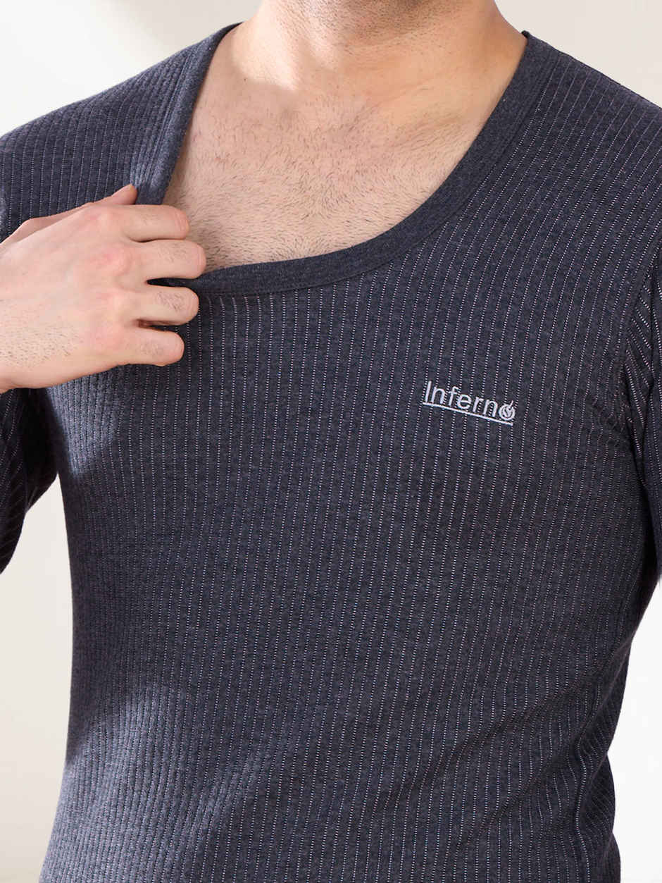 Lux Inferno Round Neck Full Sleeve Thermal Top for Men | Charcoal | 100 | XXL