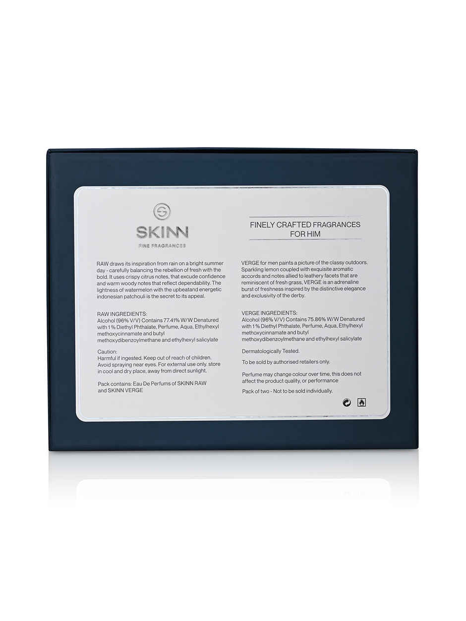 Skinn By Titan Raw And Verge Nos Perfumes For Men Edp | Fresh Long-Lasting Dual Fragrance