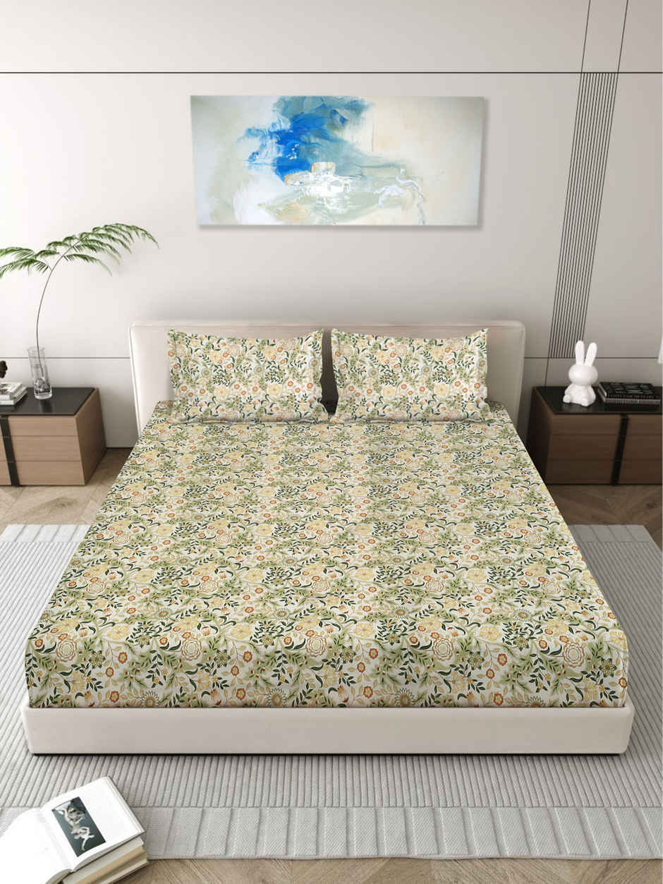 Status Imperial Corner Fitted Bedsheet | Heritage Herbarium | 198 x 182 cm
