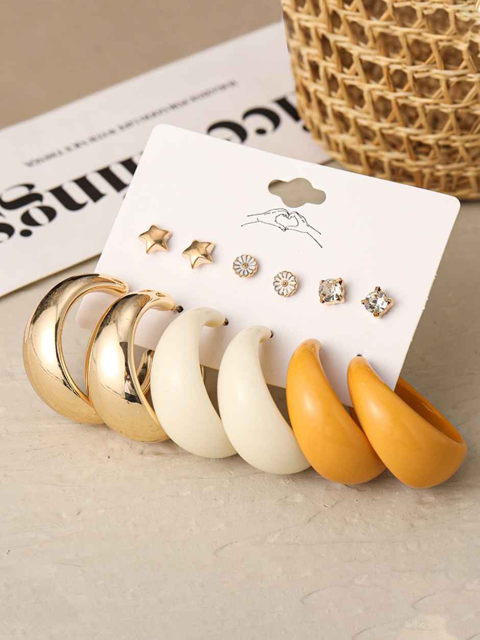 YouBella Jewellery Combo of 6 Gold Plated Earrings for Girls and Women (YBEAR - 32937)