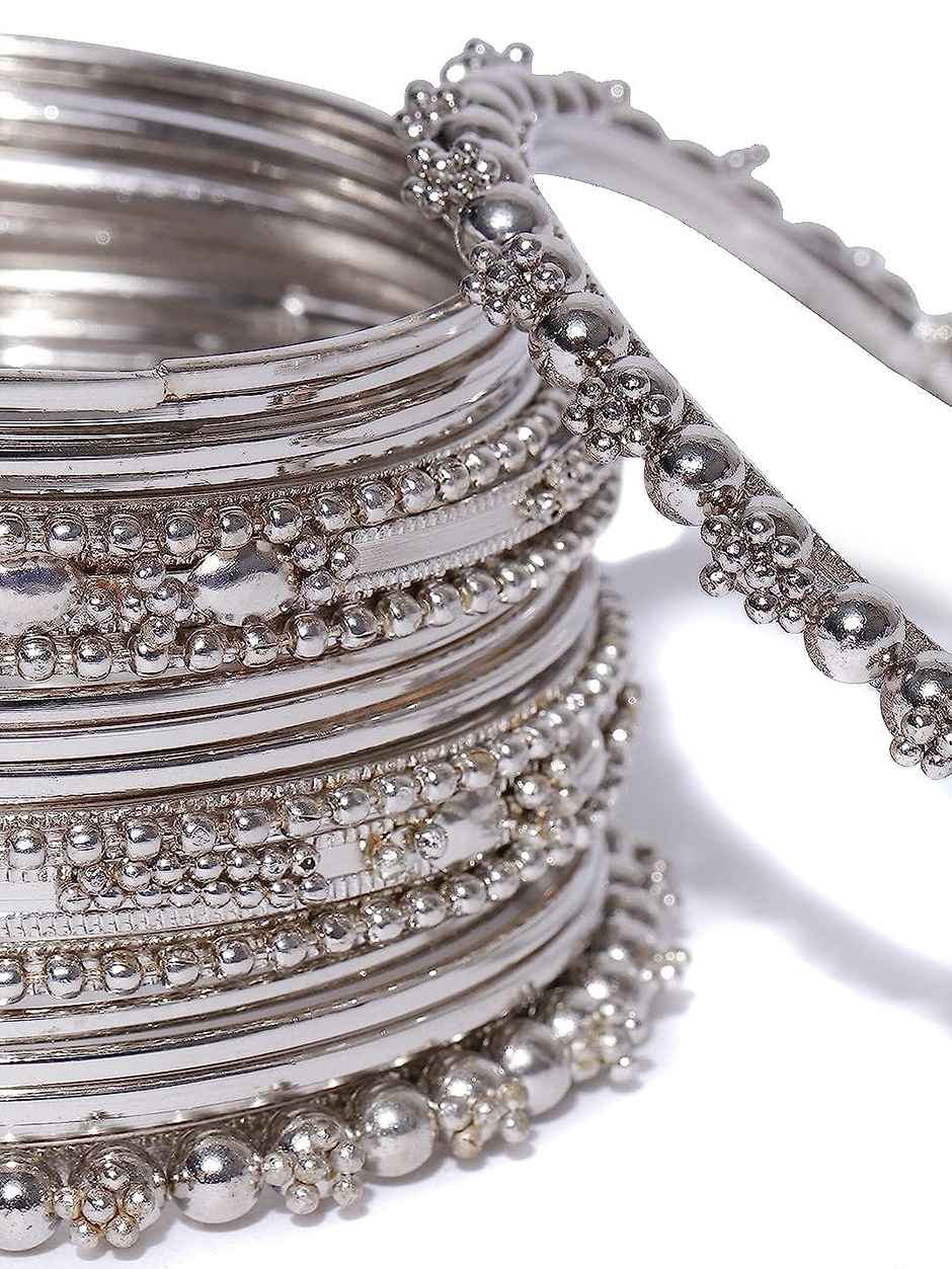 Youbella Afghani Jewellery Combo Silver Plated Jewellery Set For Women (Silver) (Ybnk - 5635 - 2.6)