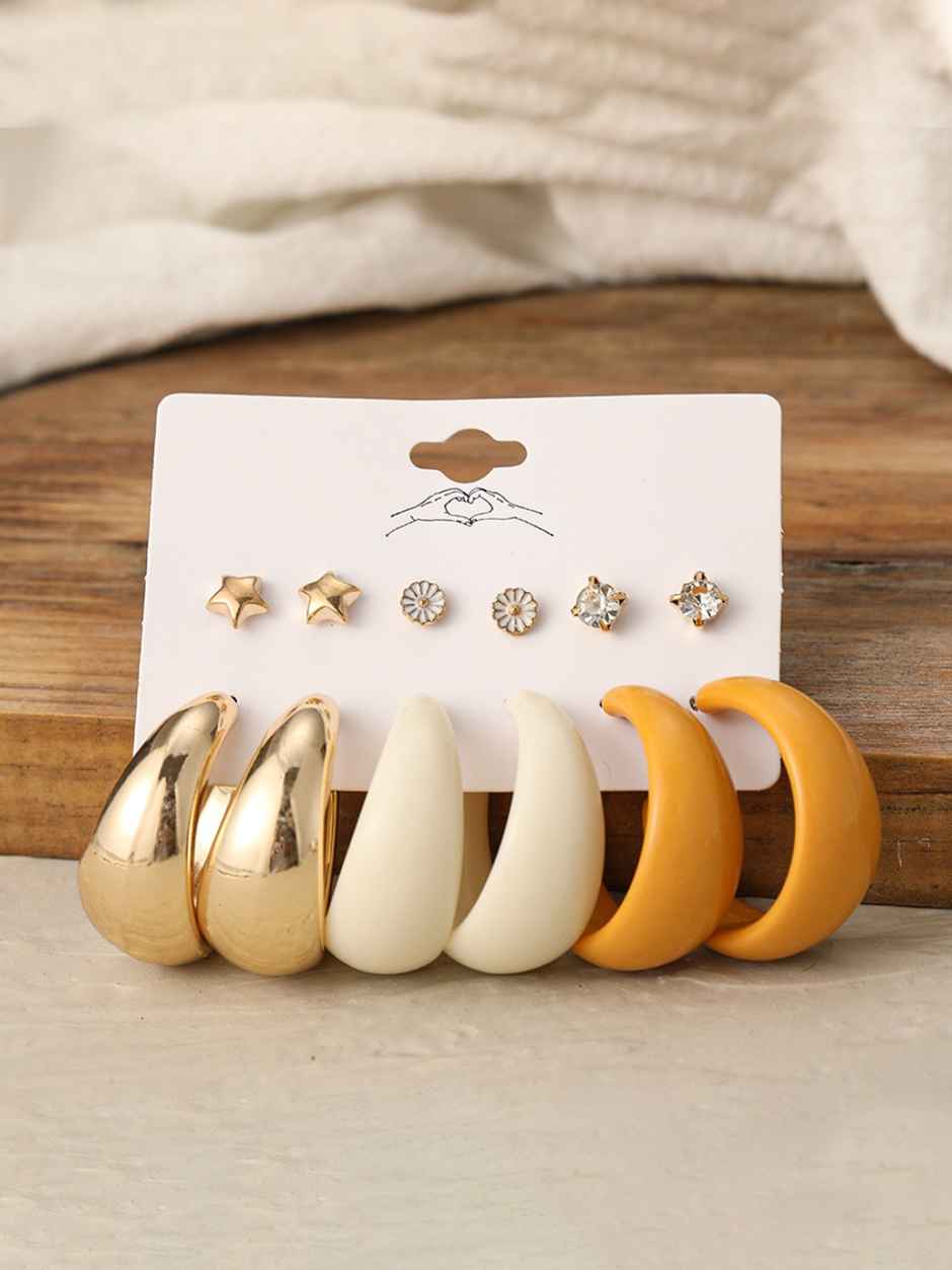 YouBella Jewellery Combo of 6 Gold Plated Earrings for Girls and Women (YBEAR - 32937)