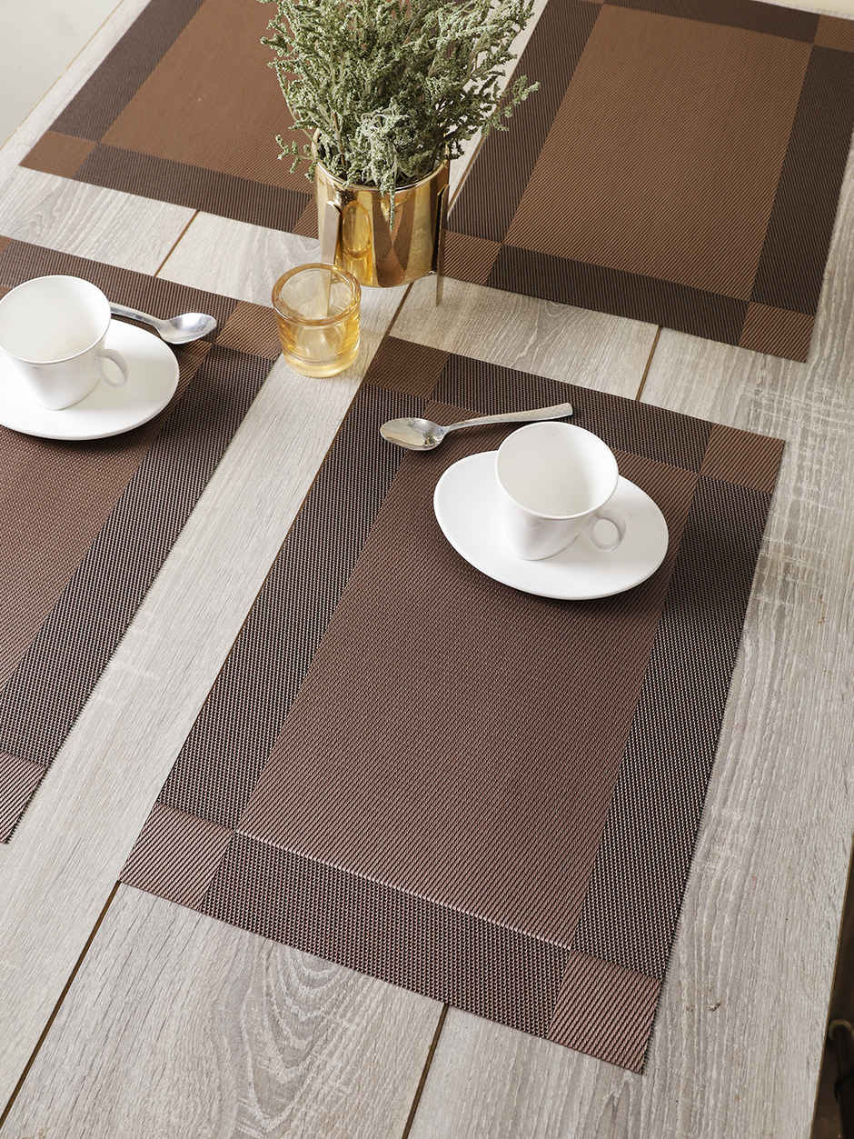 BIANCA Premium Woven PVC Placemat Dining Table | 12 X 18 | Alpine | Geometric Copper