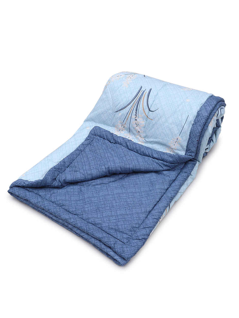 STATUS Reversible Leaves Printed Comforter | Sky Blue - 215 cm x 220 cm