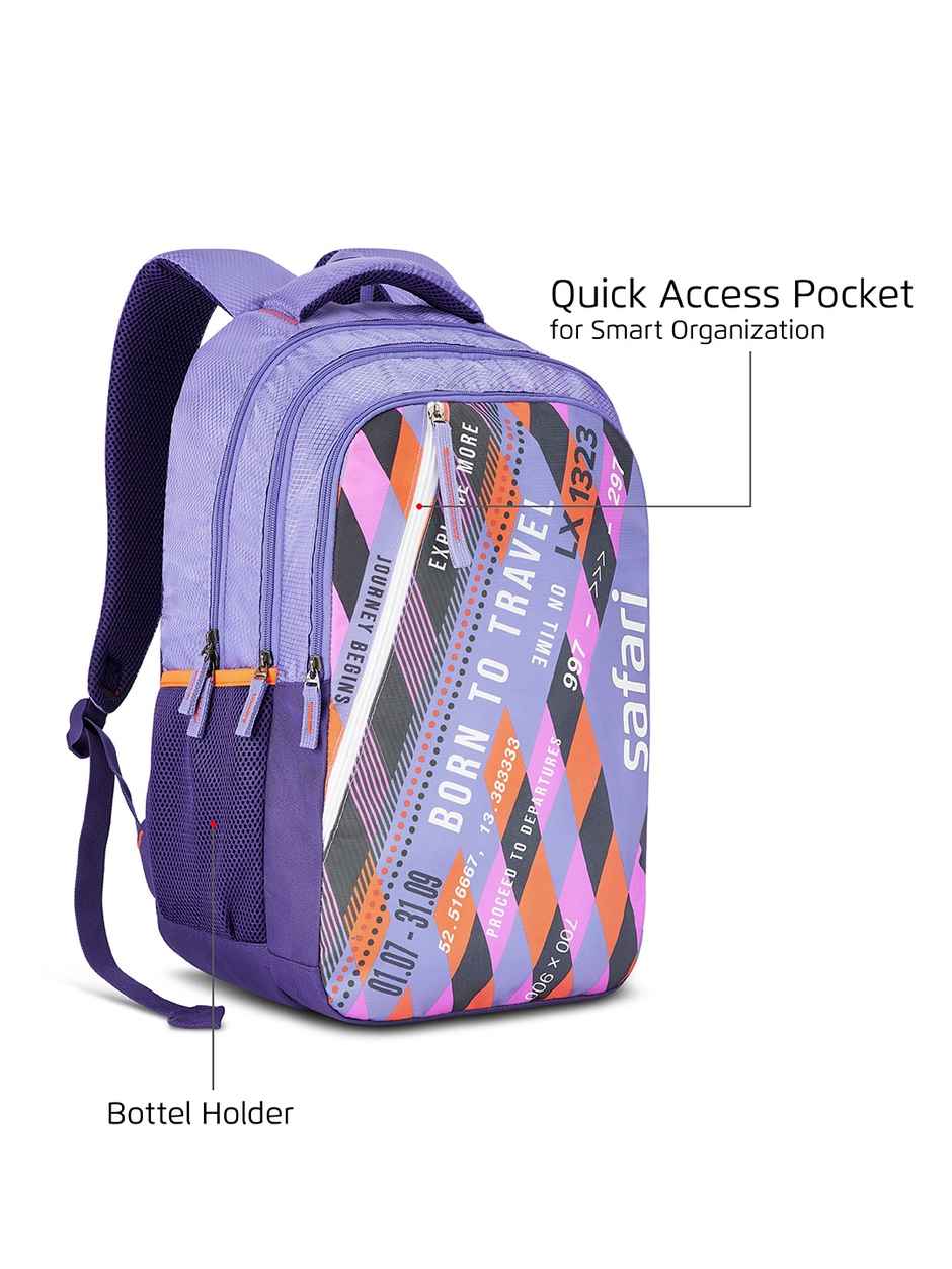 Safari Flight 37L Purple School Bag For Boys And Girls