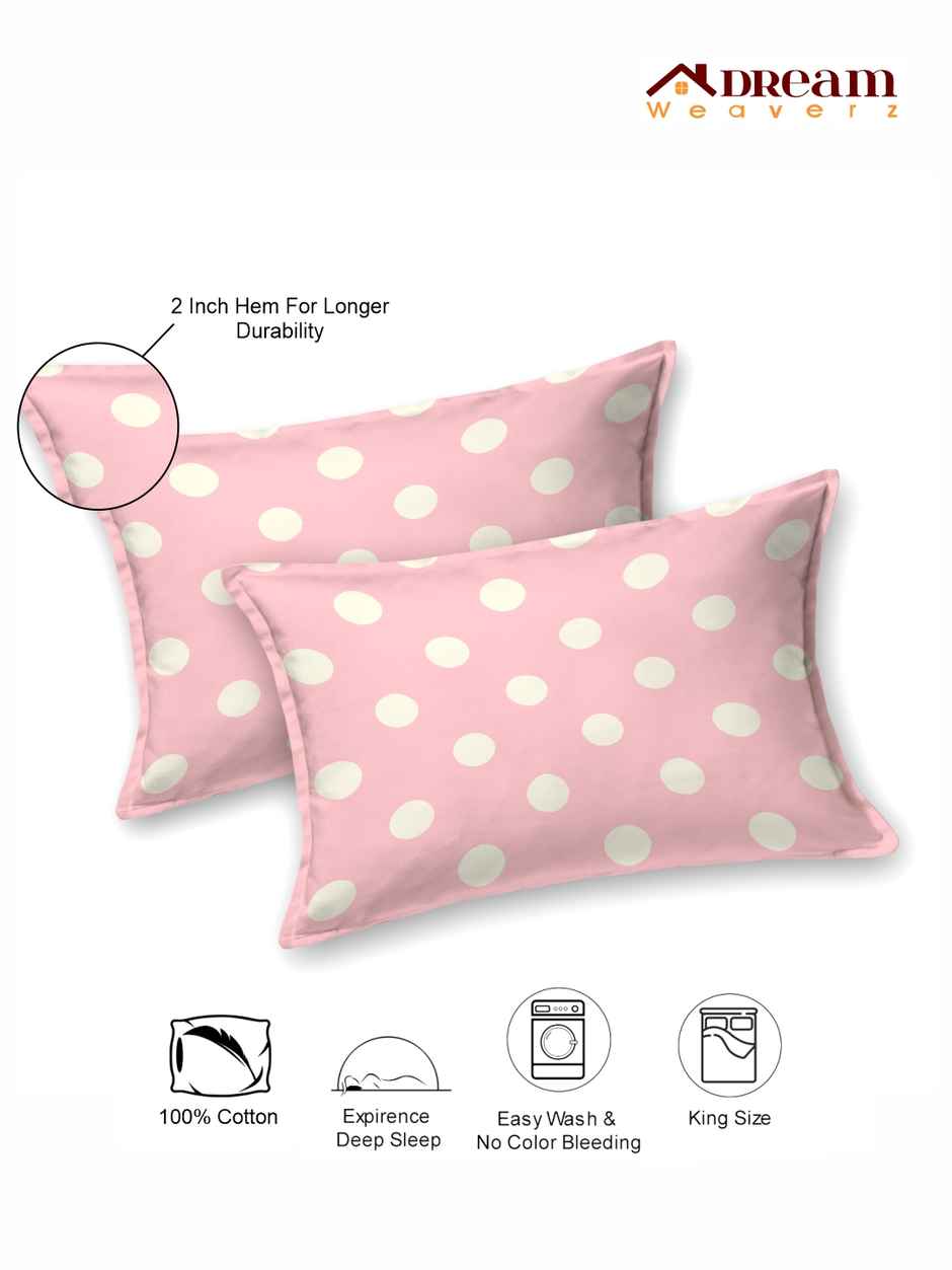 DREAM WEAVERZ King Size Bedsheet With 2 Pillow Covers | 100% Cotton| Pink