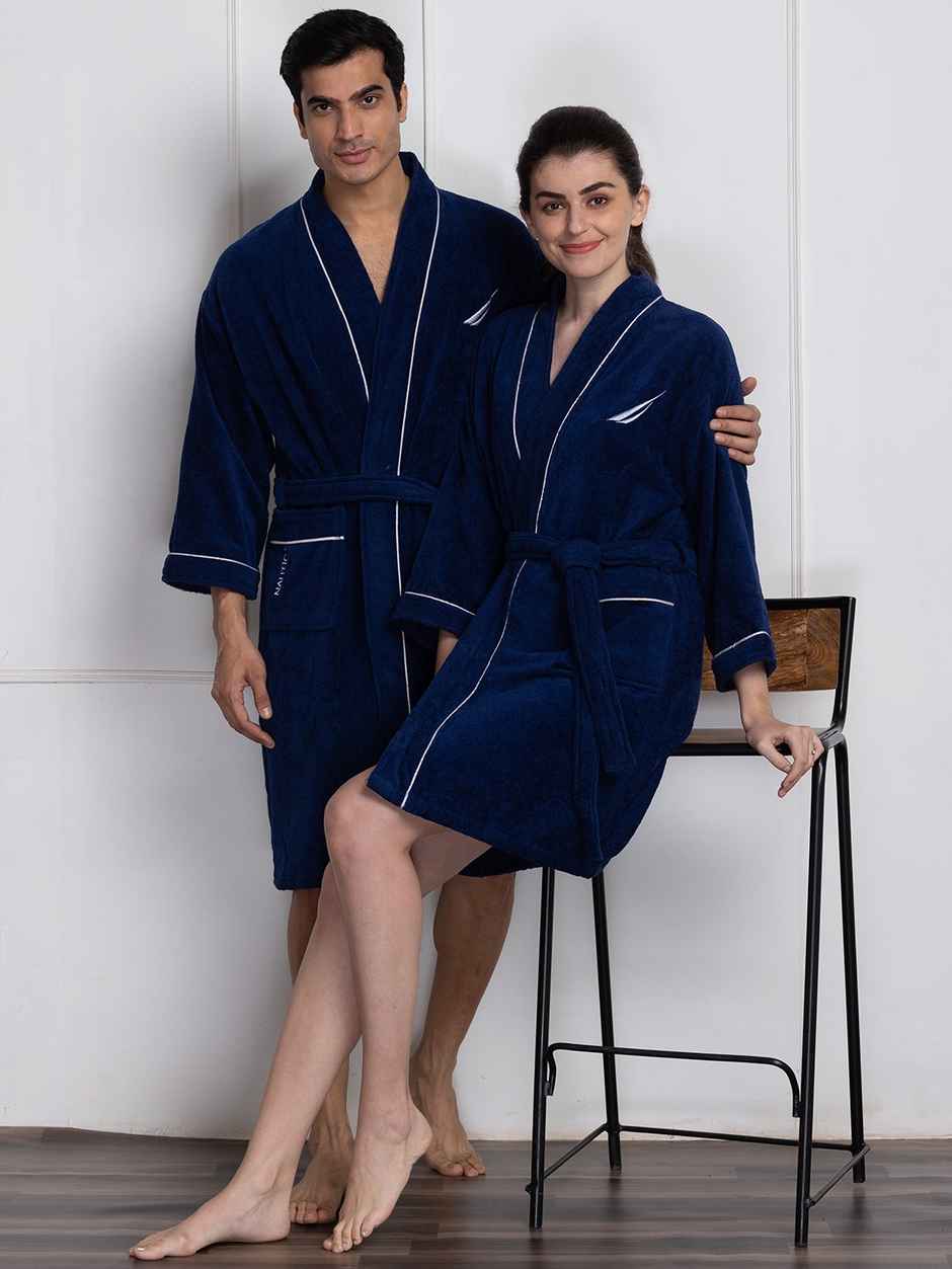 Nautica Luxurious Ultra Soft Bath Robe -1Ppc Extra Large | Highline Solid-Navy