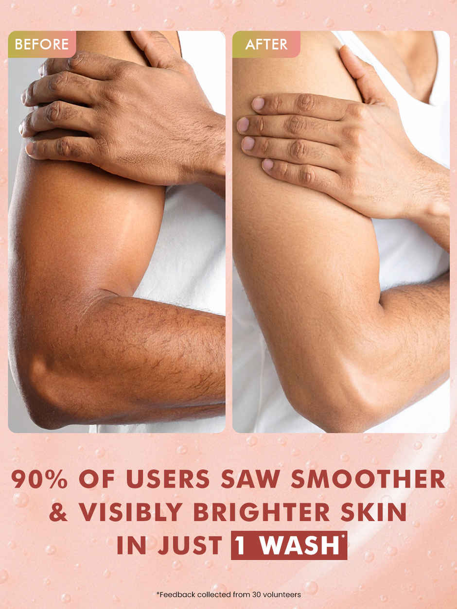 Mcaffeine Detan Body Wash | 1% Glycolic 5% Niacinamide-Kojic Acid Reduce Dark Spots (300ml) & Mcaffeine By The Blues Brightening Perfume Body Lotion 5% Niacinamide- Longlasting Aquatic Scent (300ml) Combo