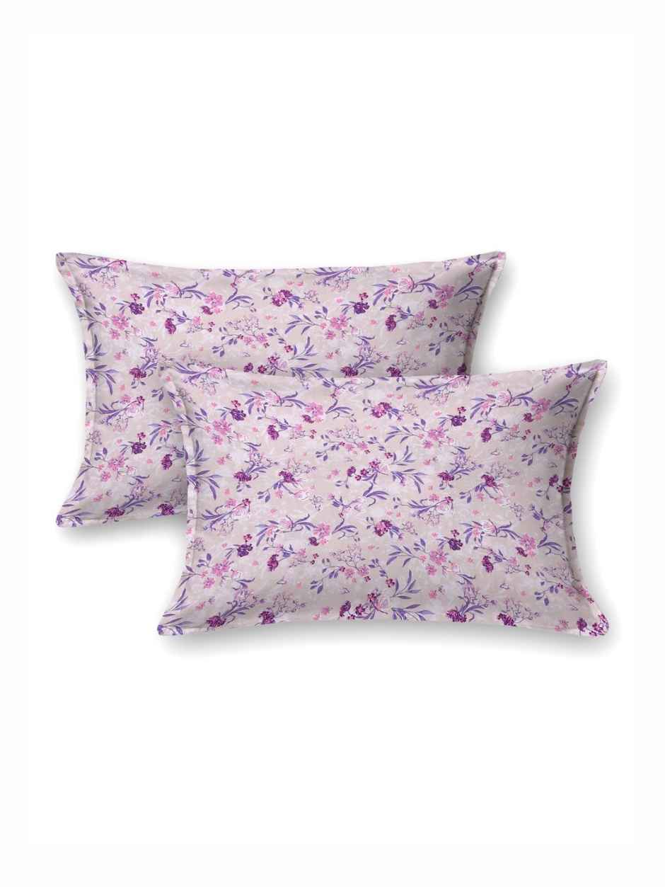 Bombay Dyeing Florentine 144 TC 100% Cotton Purple Super King Size Bedsheet with 2 Pillow Covers