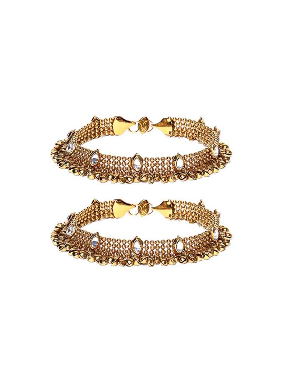 YouBella Gold Plated Copper Strand Stylish Party Wear Anklets for Women & Girls (YBANK_60001)