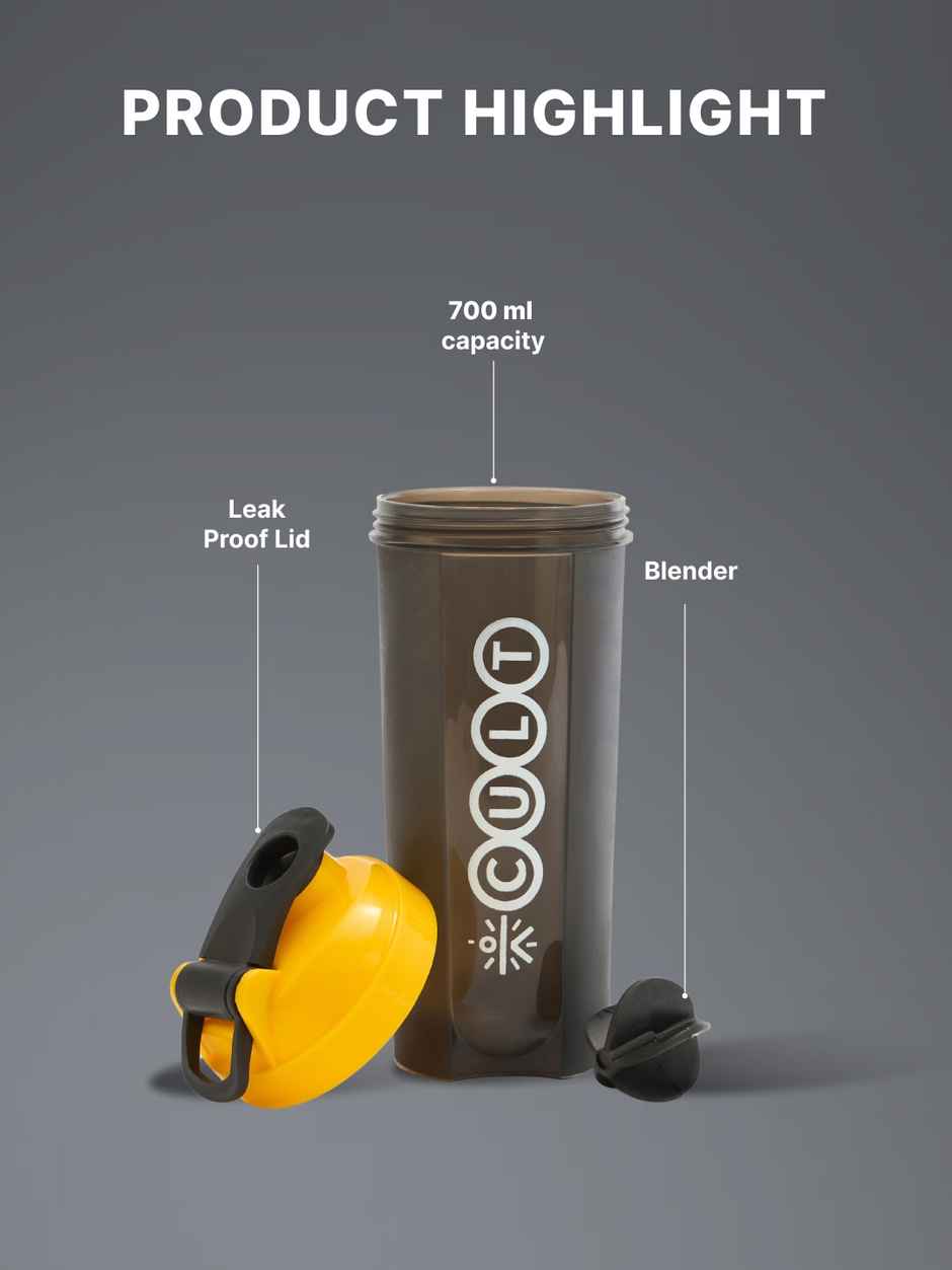 Cult Gym Shaker Bottle 700 ml | Black & Yellow