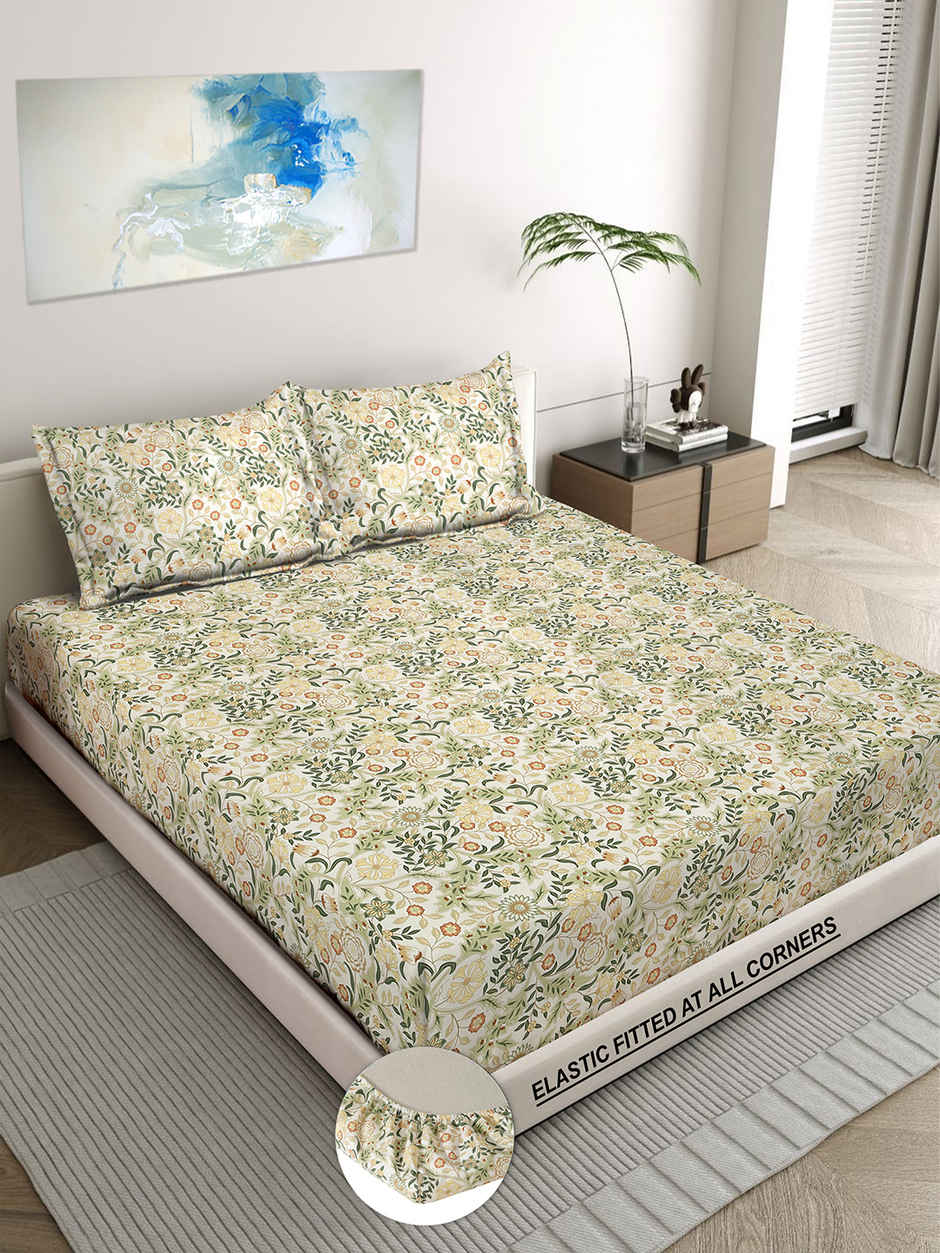 Status Imperial Corner Fitted Bedsheet | Heritage Herbarium | 198 x 182 cm