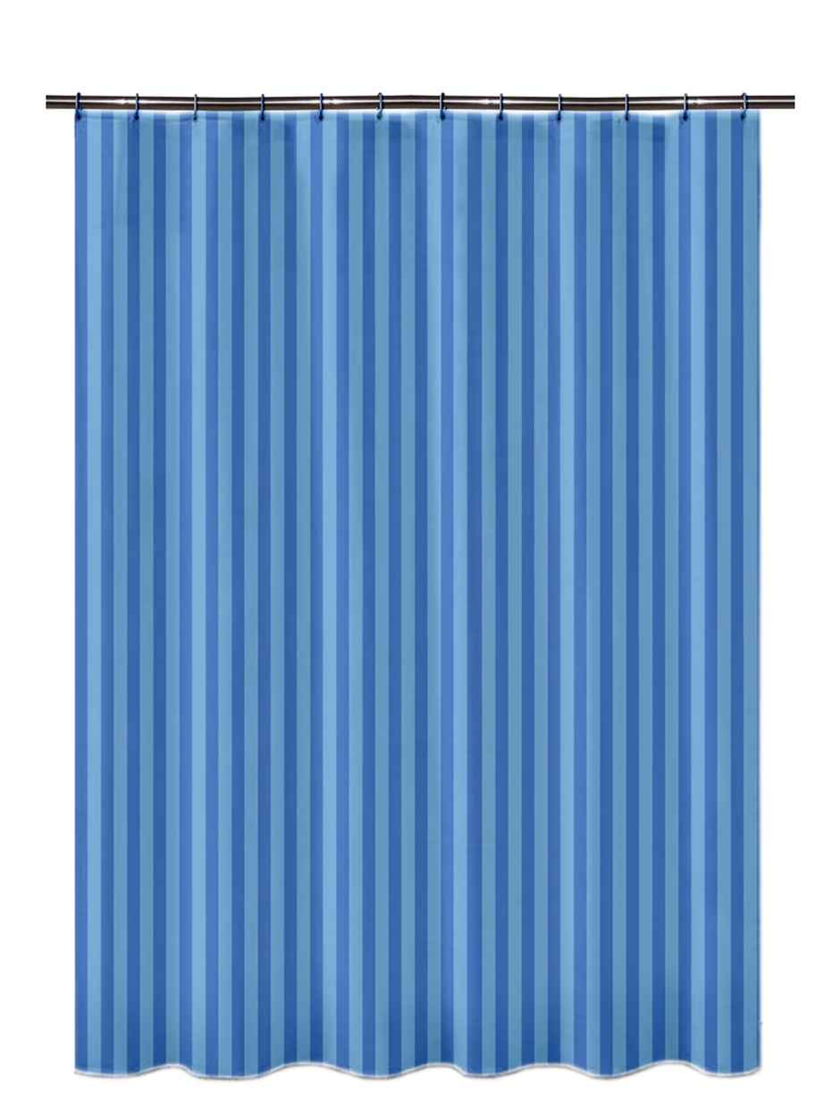 Lushomes Shower Curtain - Blue | Striped Satin Stripe | Hooks | 12 Eyelets | 6 x 6.5 ft