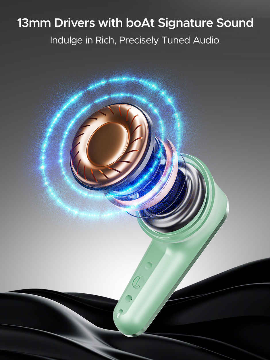 boAt Airdopes 280 ANC 32dB | 60Hrs | 13Mm Drivers | 4Mics Enx | Aquamarine Green