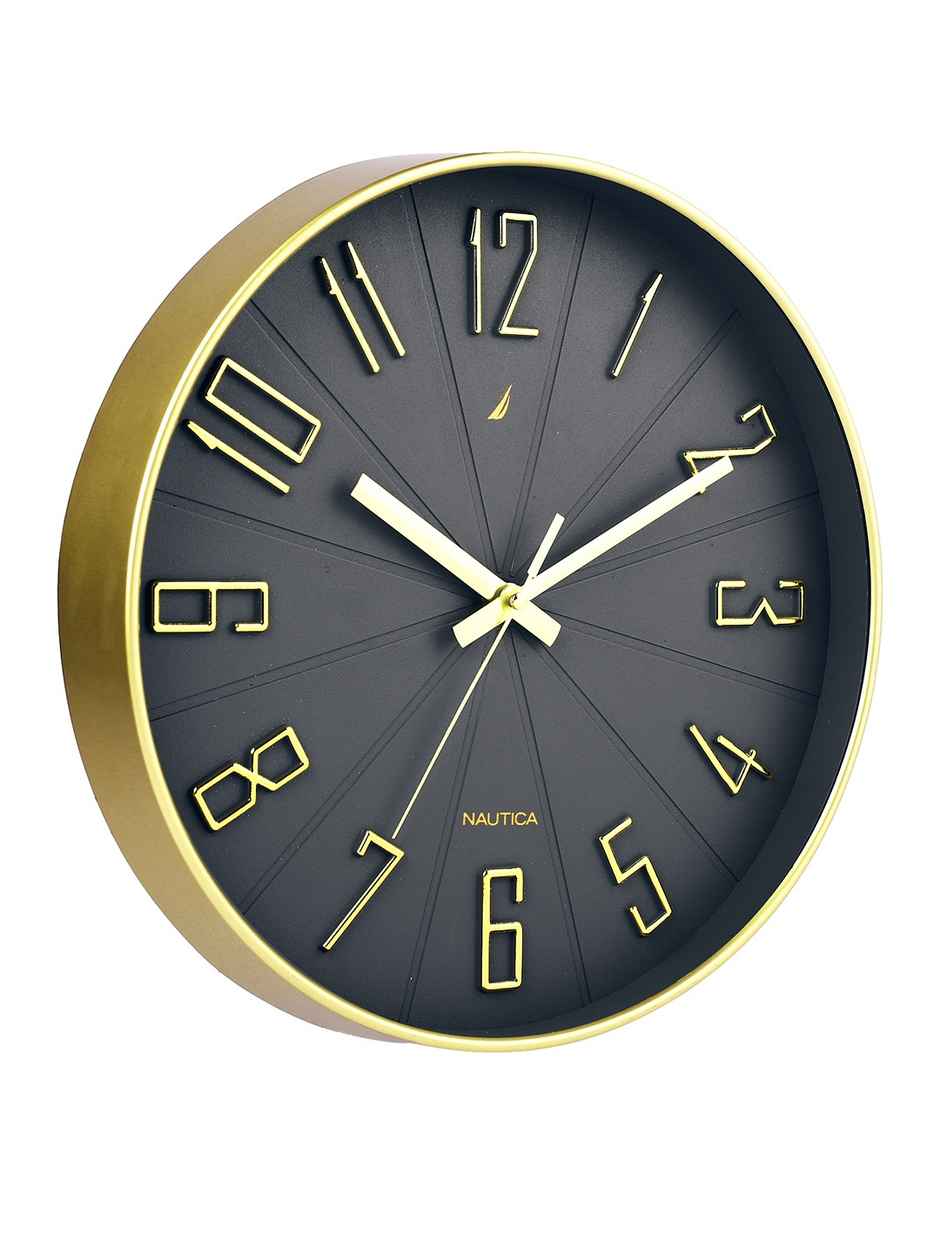 Nautica Wall Clock For Stylish Home With Quartz Technology -1pc Size | Abs Solid Matt-Grey/Gold