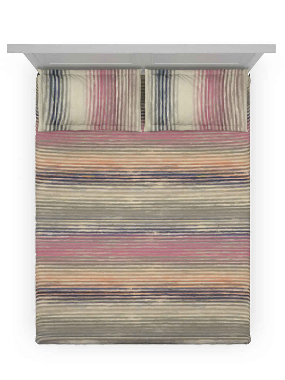 D Decor Cotton King Fitted Bedsheet | 2 Pillow Covers | Abstract Purple
