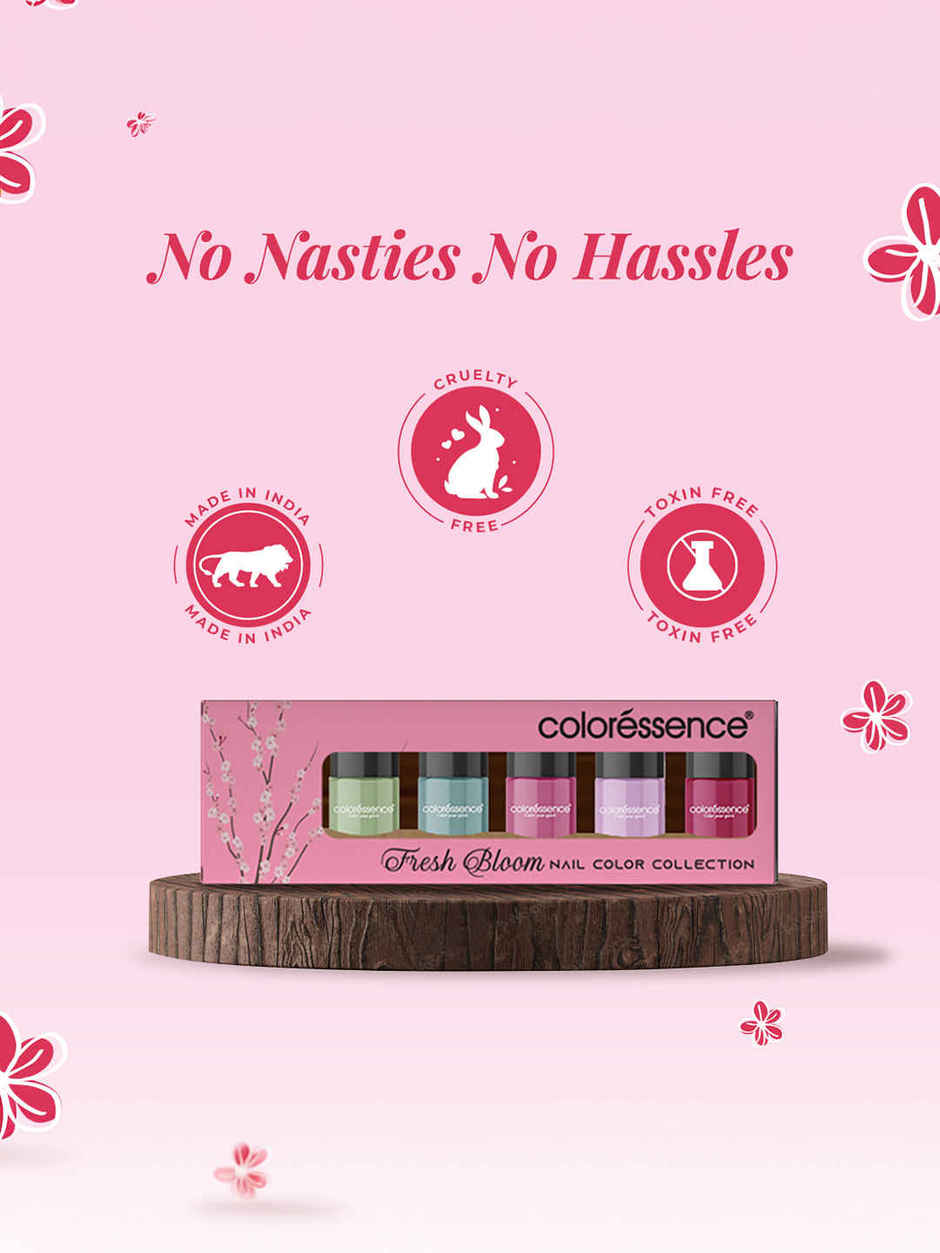 Coloressence Fresh Bloom Nail Paint Kit with Free Remover| Glossy Finish | Quick Dry|Chip-Resistant