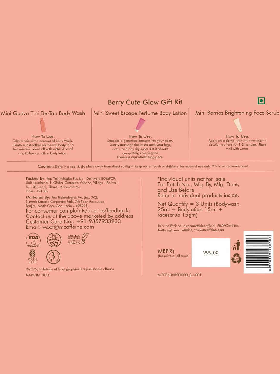 mCaffeine Berry Cute Glow Gift Kit
