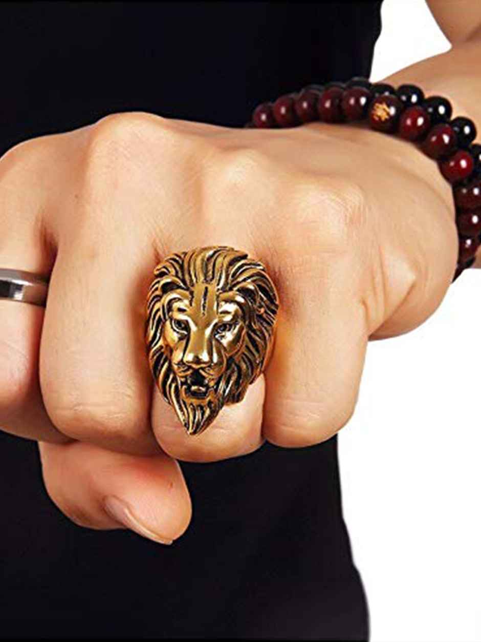 YouBella Jewellery 100% Stainless Steel 18K Gold Plated Ring for Boys and Men (YBRG - 20067)