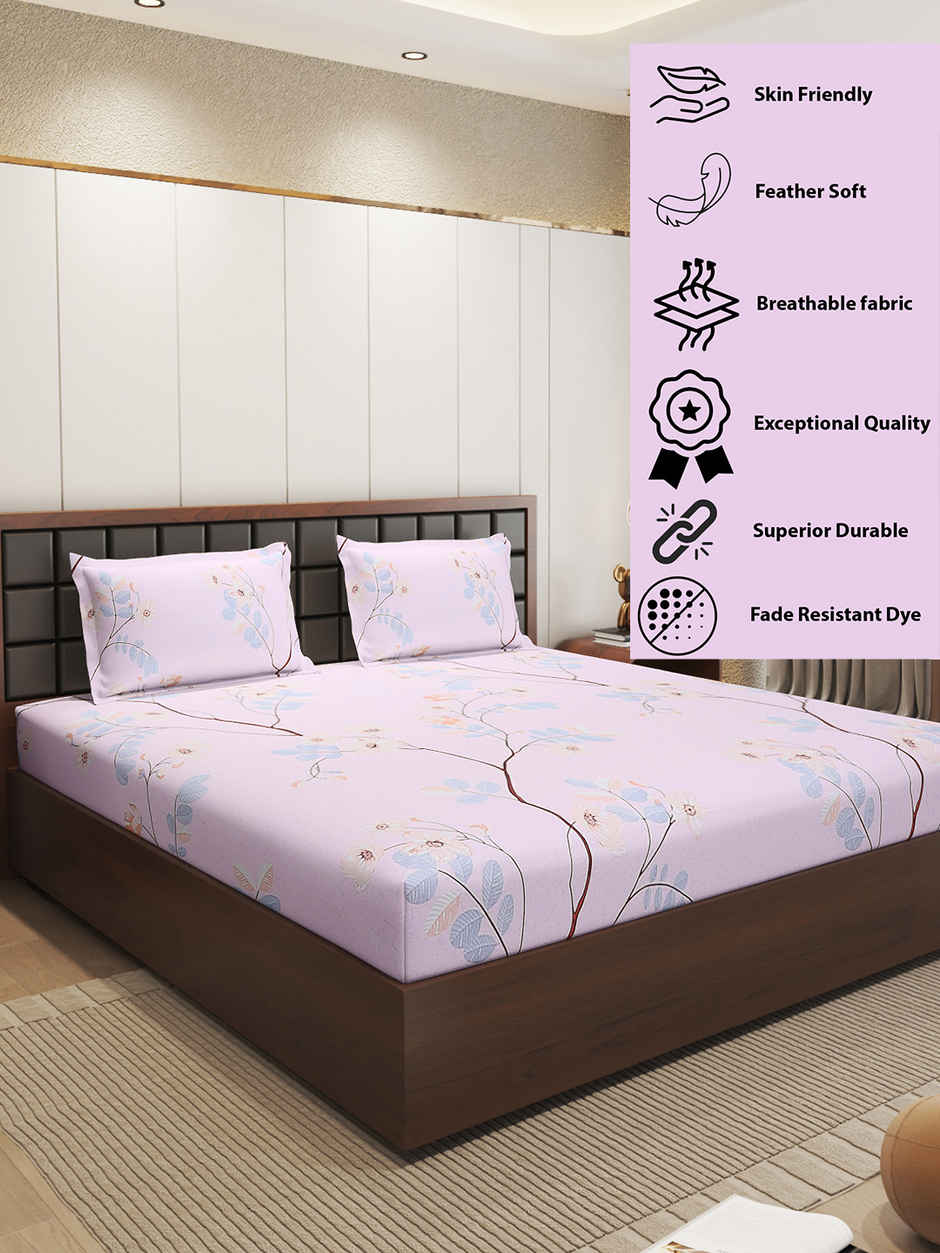 Status Imperial Corner Fitted Double Bedsheet | Tranquil Leaves | 198 x 182 cm