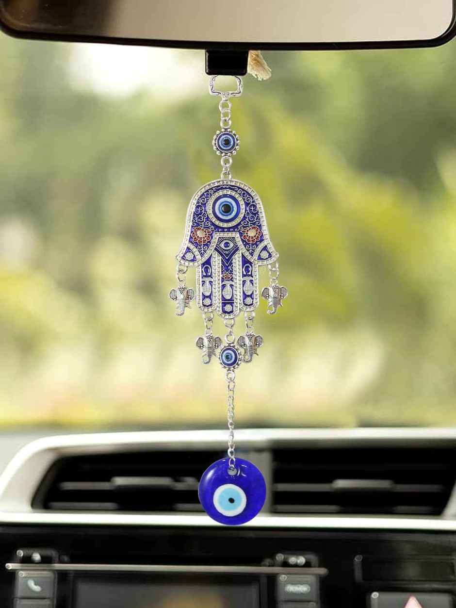 TIED RIBBONS Hamsa Palm Evil Eye Wall Hanging | Dark Blue