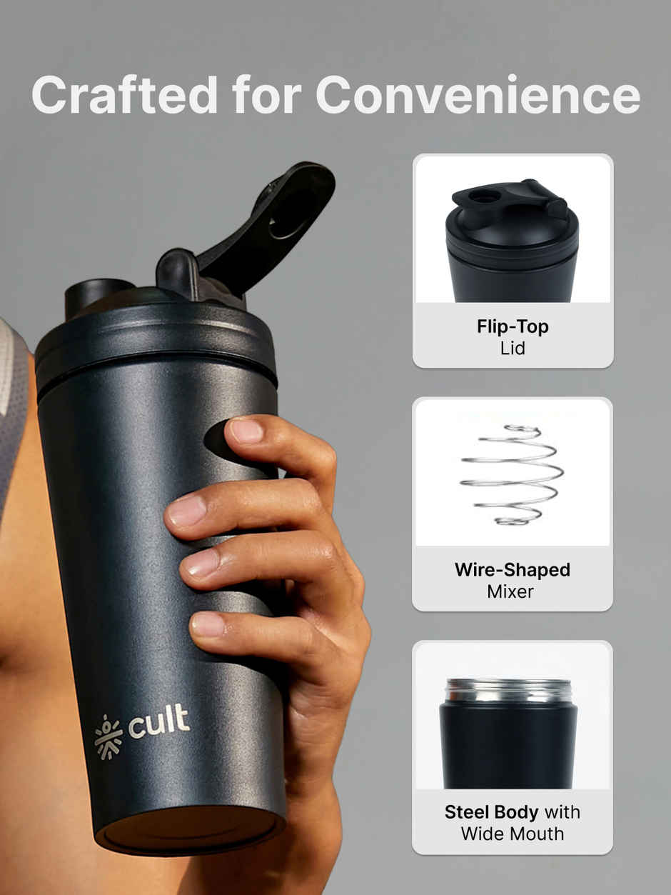 Cultfit Steel Shaker | Black