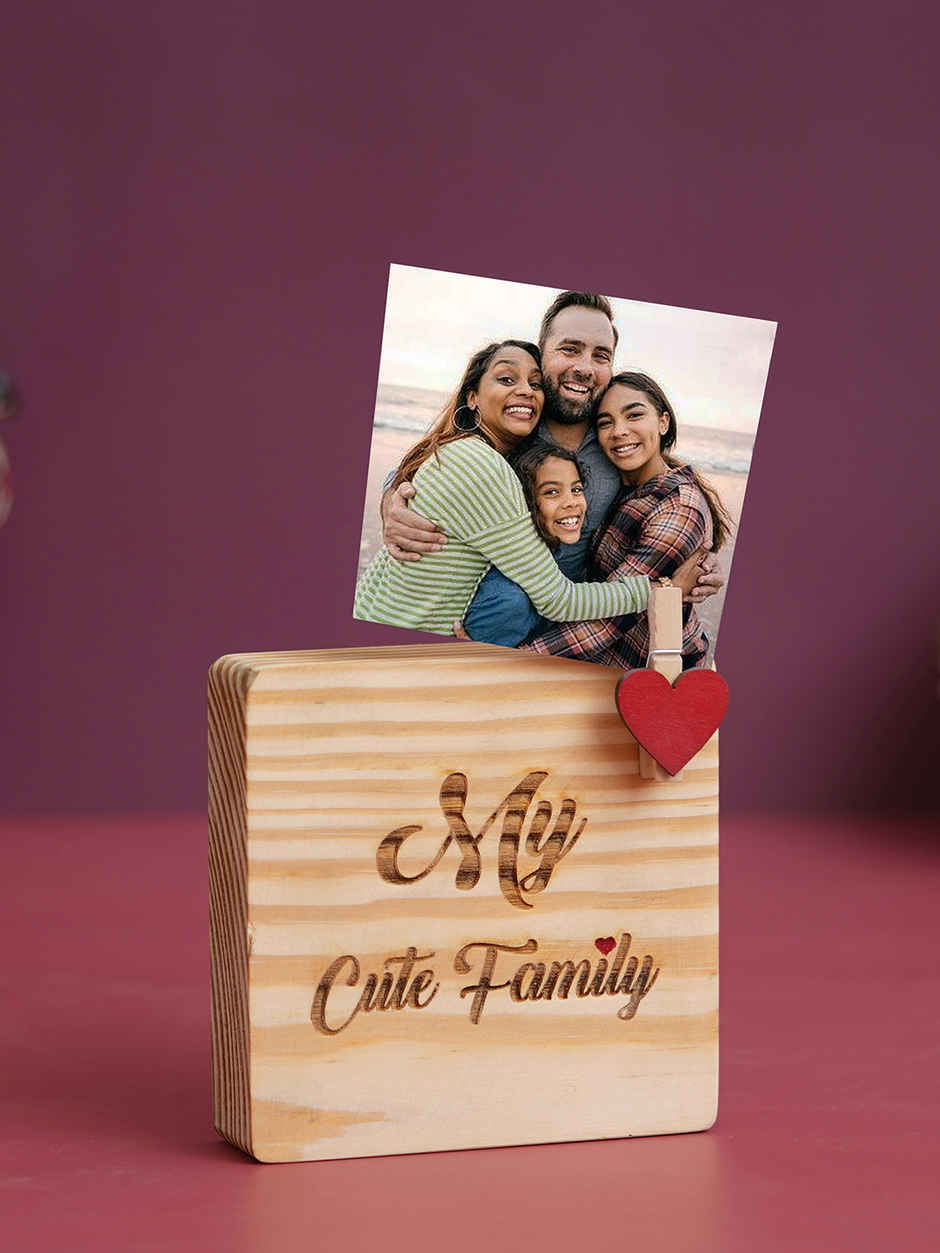 My Cute Family Heart Wooden Photo Frame | EcraftIndia