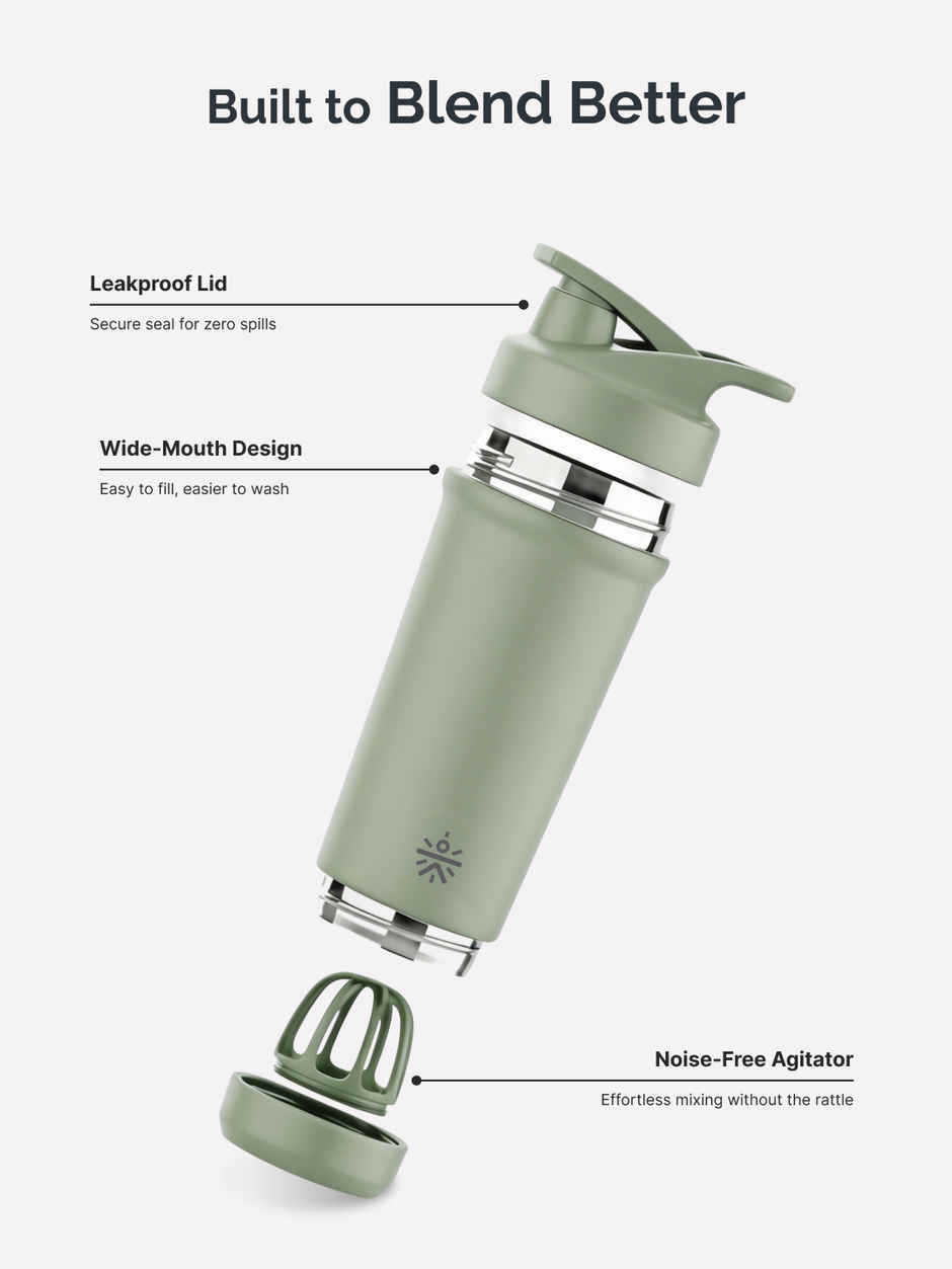 Cultfit Shaker | Bottom Opener | 700 ml | Green