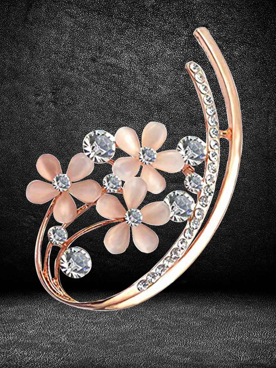 Youbella Stylish Floral Jewellery Gold Plated Brooches For Women (Golden) (Yb - Brooch - 85)