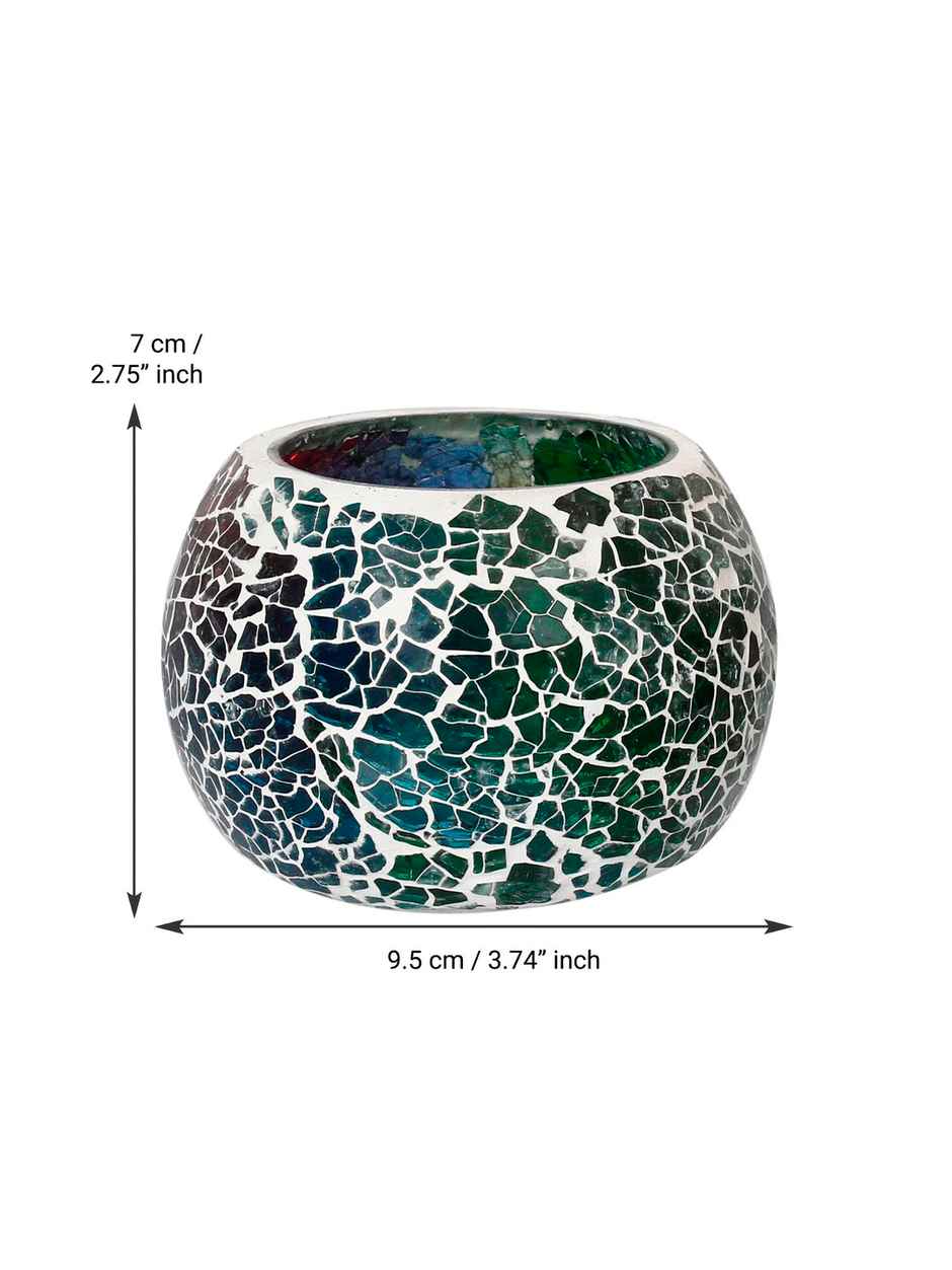 eCraftIndia Mosaic Glass Decorative Tea Light Holder/Diya