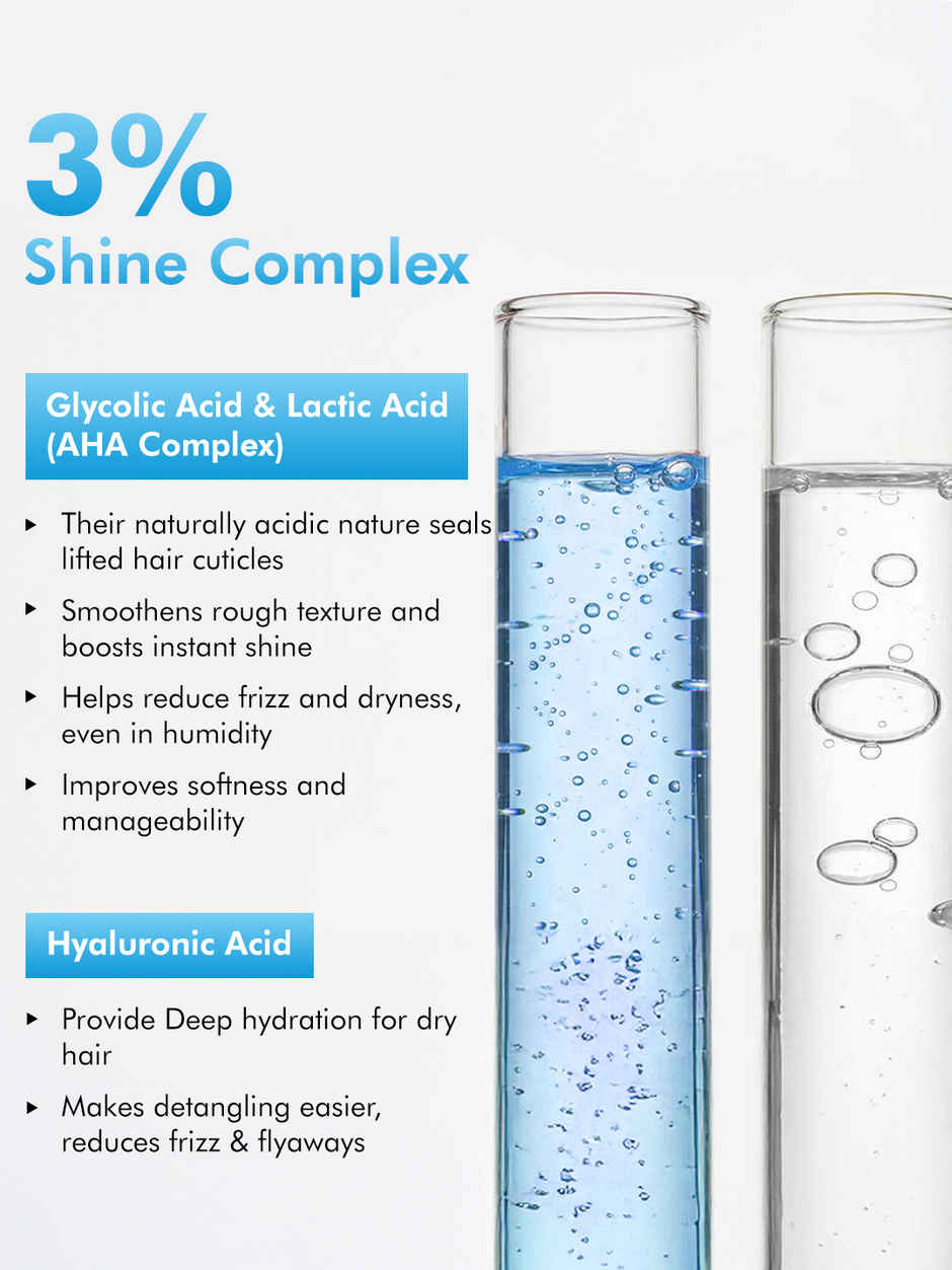 mCaffeine Glossy Hair Shampoo, 3% Shine Complex, Shinier Hair, 48Hr Anti Frizz