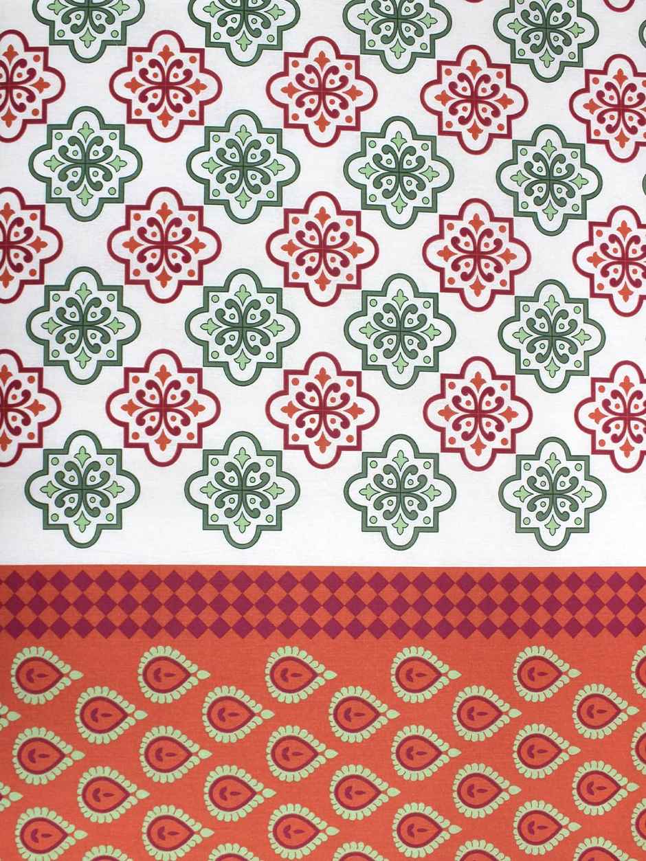 Bombay Dyeing Ivyrose 110 Tc 100% Cotton Queen Bedsheet With 2 Pillow Covers - Orange Green