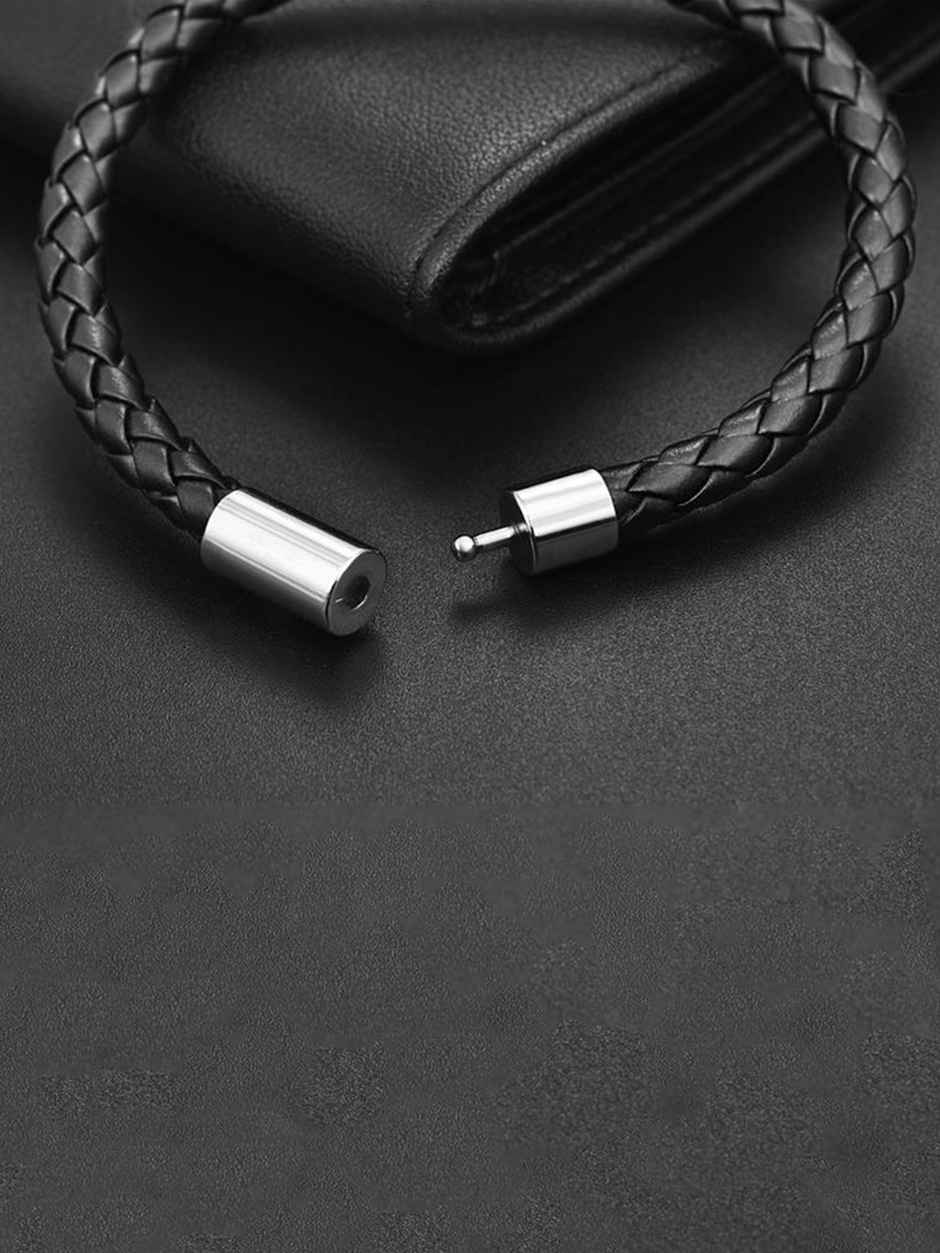 YouBella Bracelets for Men and Boys Black Leather Bracelet (YBBN - 92147)
