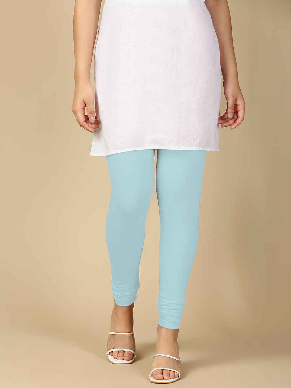 PYNK By Lux Cozi Women Ultra Soft 360 Stretch Premium Cotton Churidar Leggings|Sky Blue|Free Size