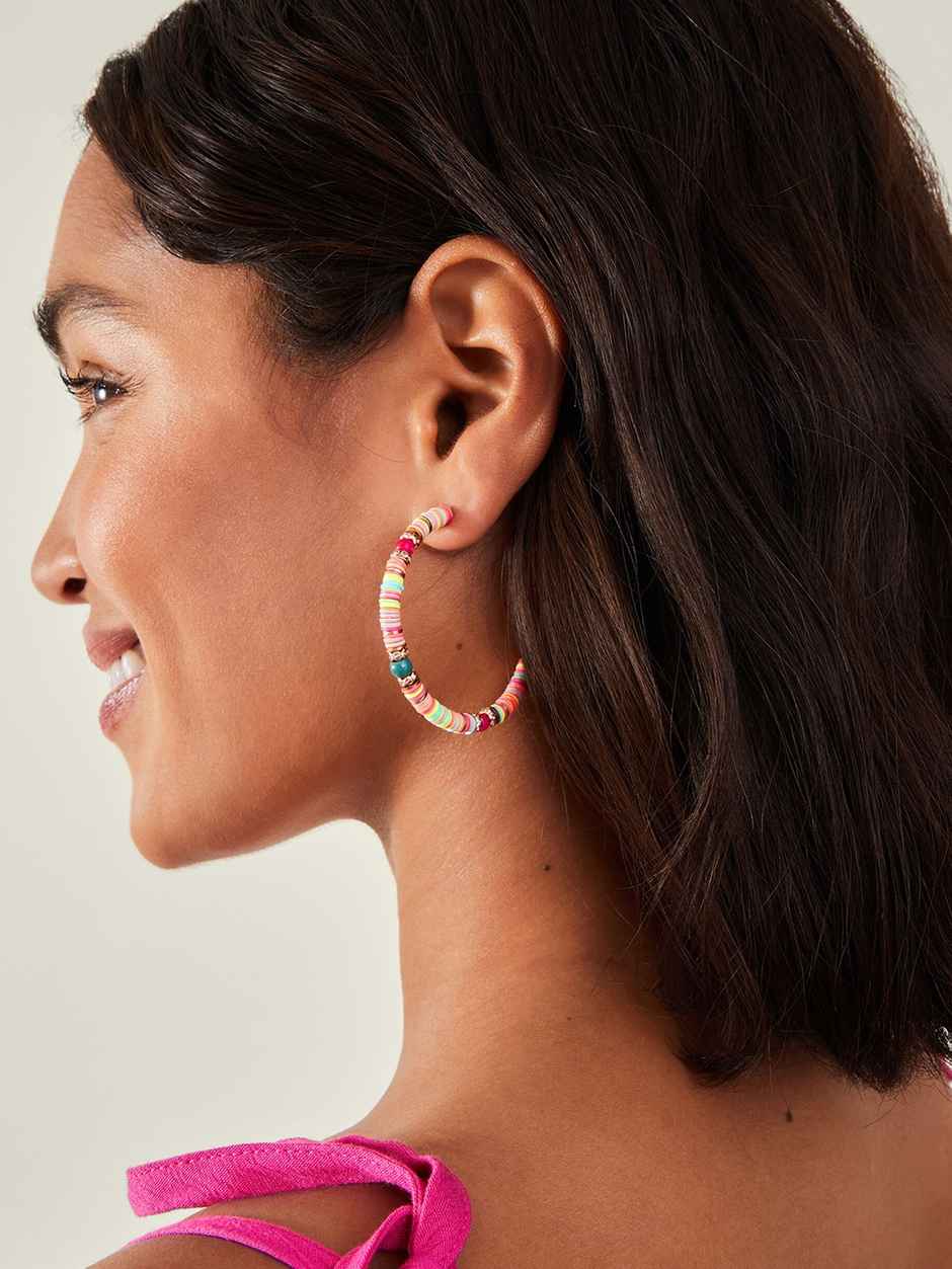 Accessorize London Women's Multi Bright Disc Hoop Earrings - Multi