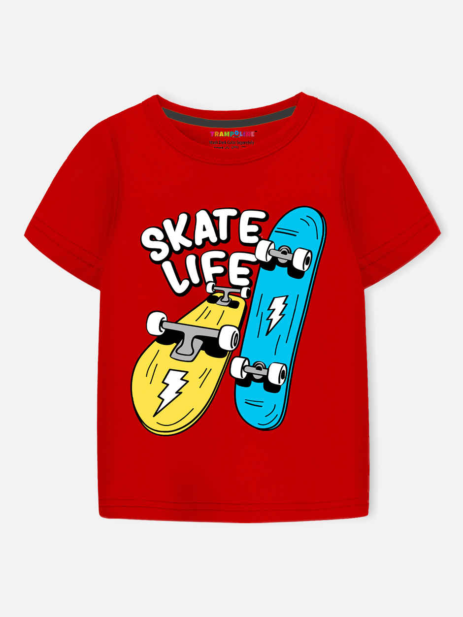 Trampoline Boys Half Sleeves Skates & Motorcycle Printed T-shirt | Multicolor | 6-7 Years
