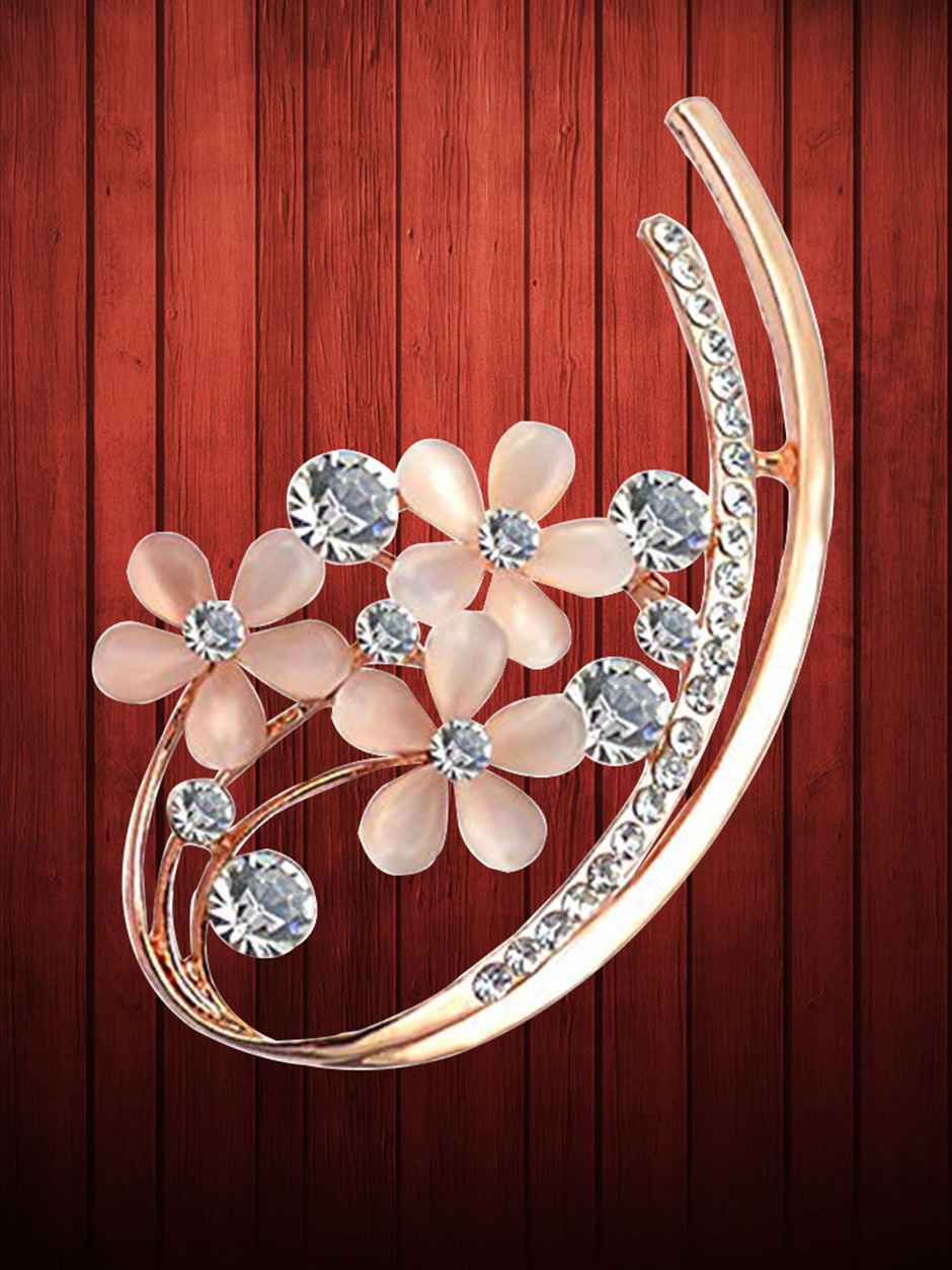 Youbella Stylish Floral Jewellery Gold Plated Brooches For Women (Golden) (Yb - Brooch - 85)