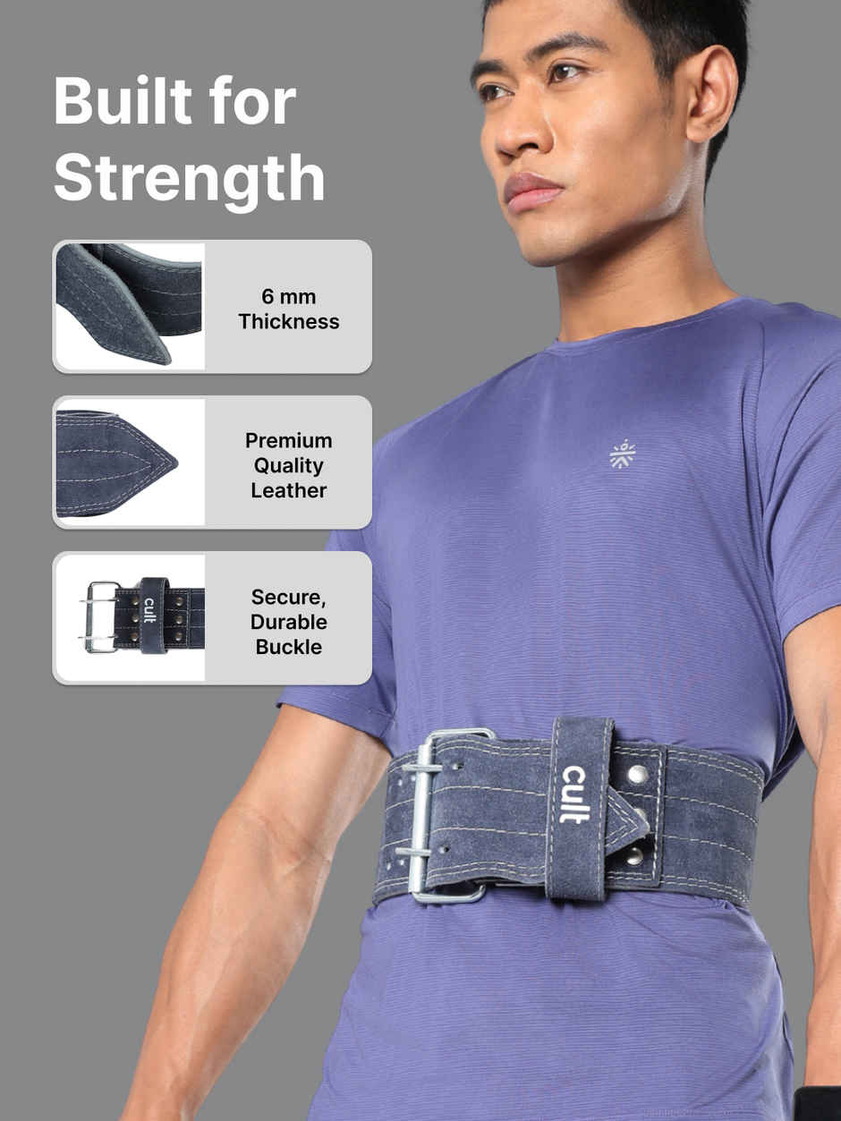 Cultfit Gym Belt Grey Suede Leather Unisex