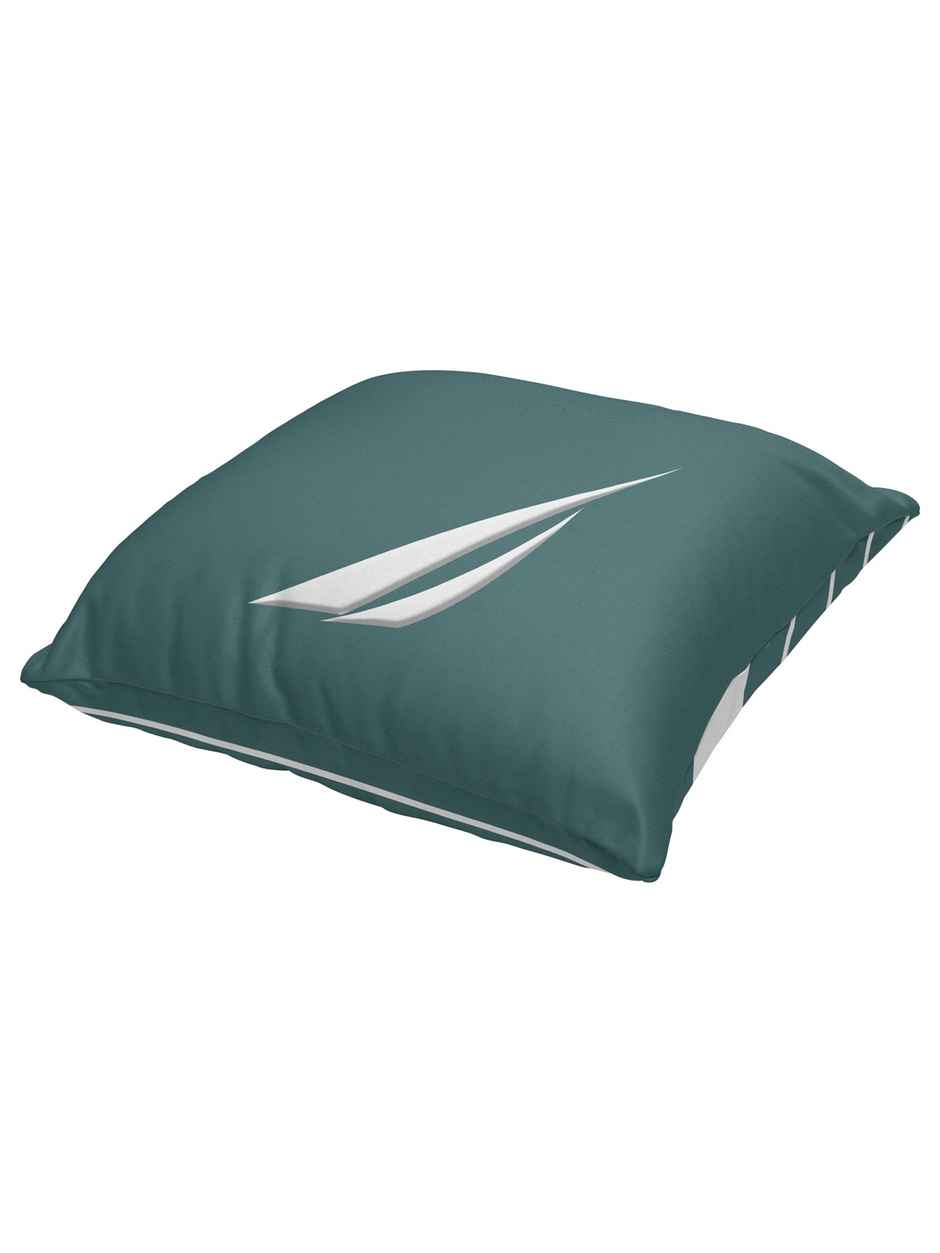 Nautica Premium Cotton Printed Cushion Covers -1pc 16 x16 Size | Logo Stripe Stripe-Forest Green