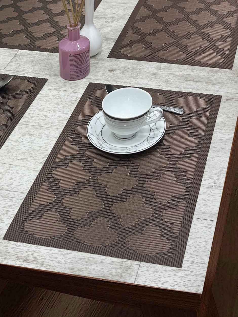 Bianca Premium Woven Pvc Placemat For Dining Table 6pc 12 x 18 Set | Alpine-Mocha