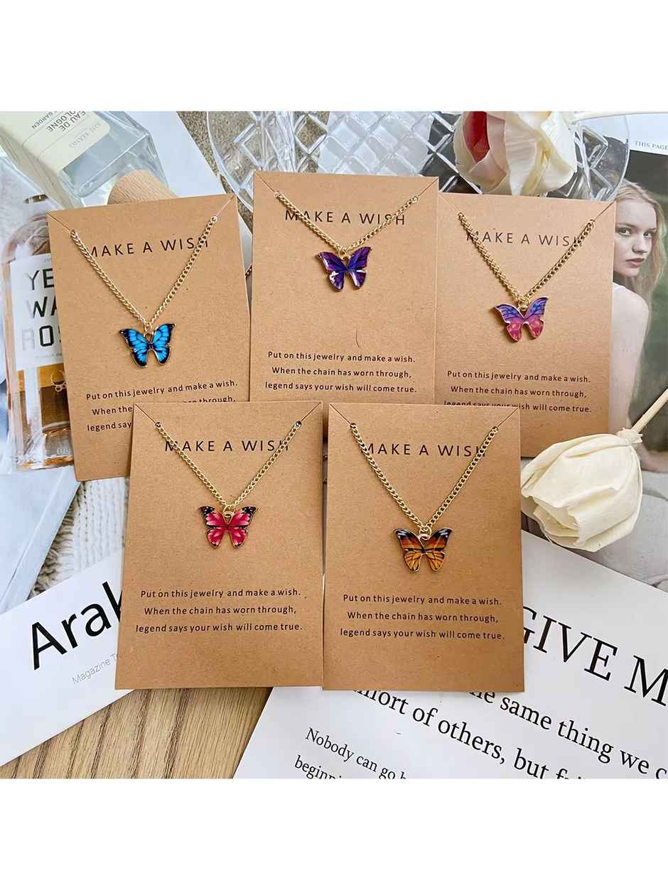 YouBella Jewellery 5 Pcs Stylish Butterfly Jewellery Necklace Set for Women & Girls (YBNK - 50616)