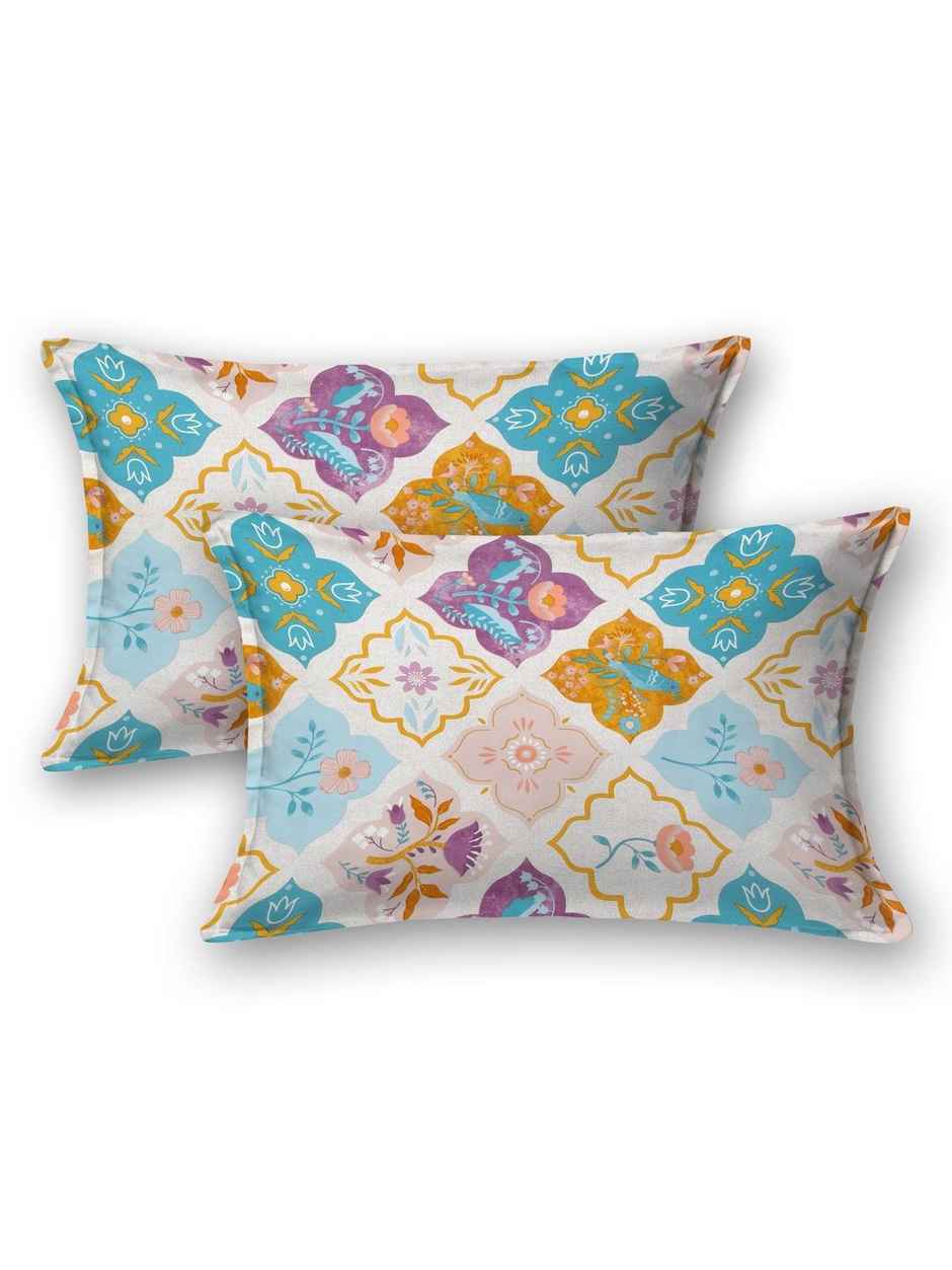 House Of Gulab 100% Cotton Double Bedsheet Floral - Purple