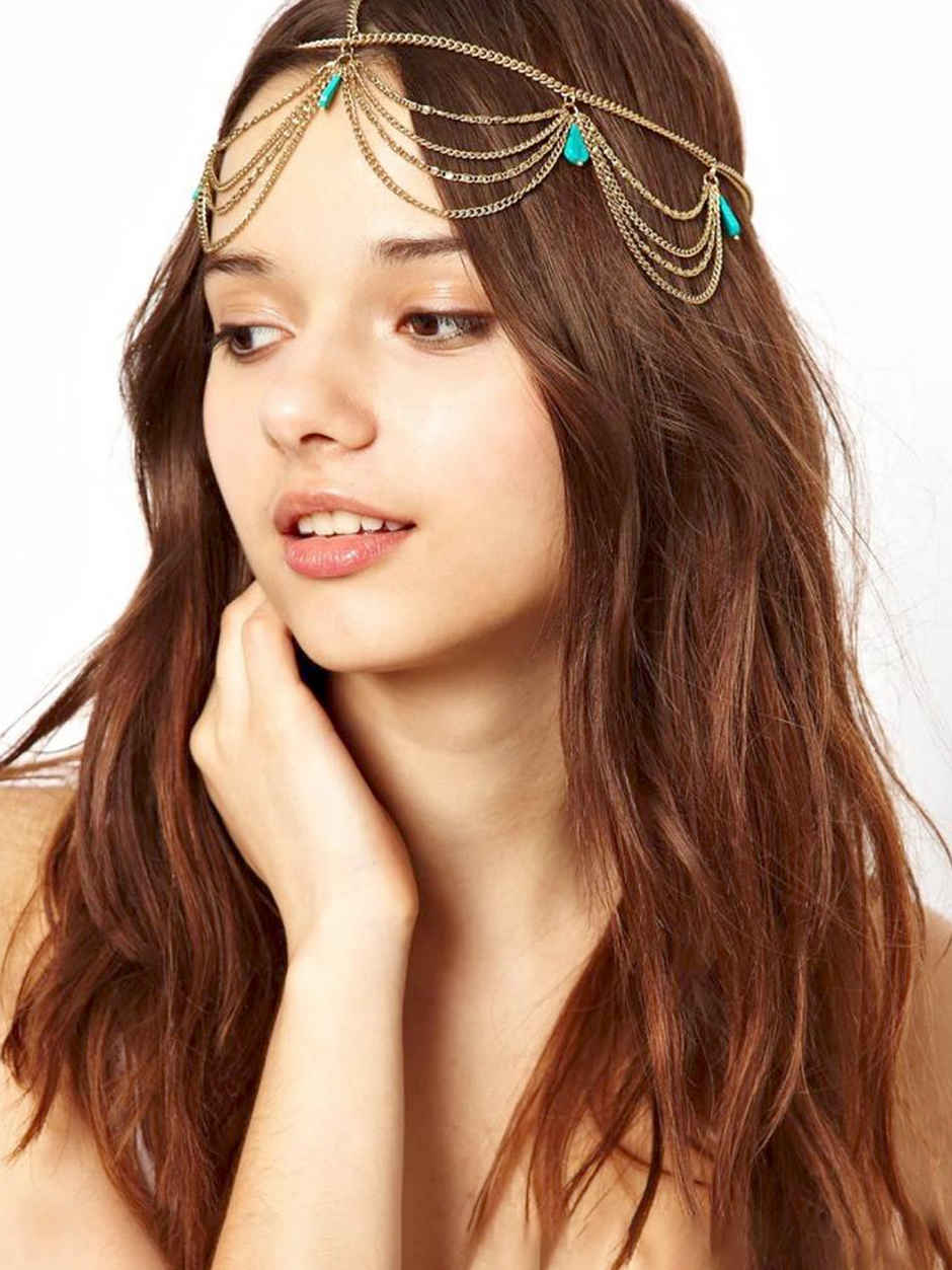 Unwind by Yellow Chimes Gold Toned Multilayer Head Jewellery for Women