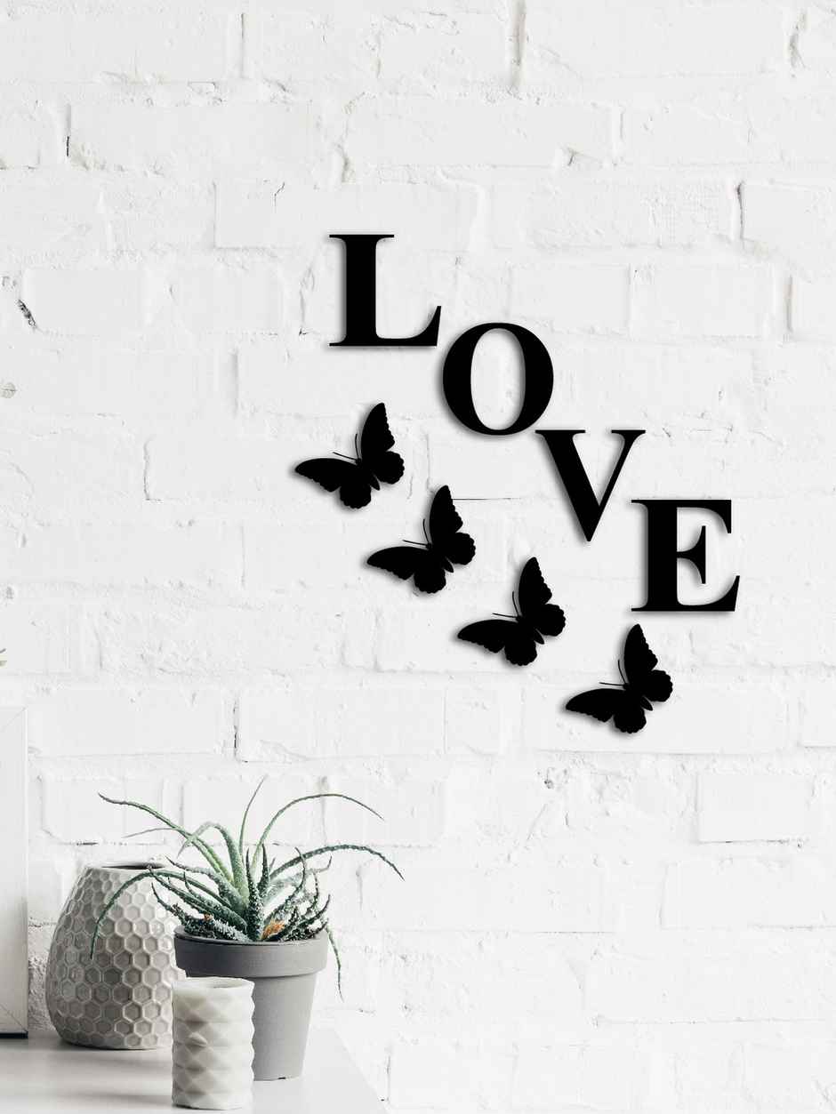 Love Butterflies Black Wood Wall Art | Romantic Decor | EcraftIndia