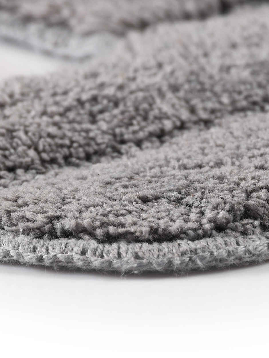 Saral Home Cotton Anti-Slip Bathmat & Contour Set | Grey - 45 x 60 cm & 45 x 50 cm