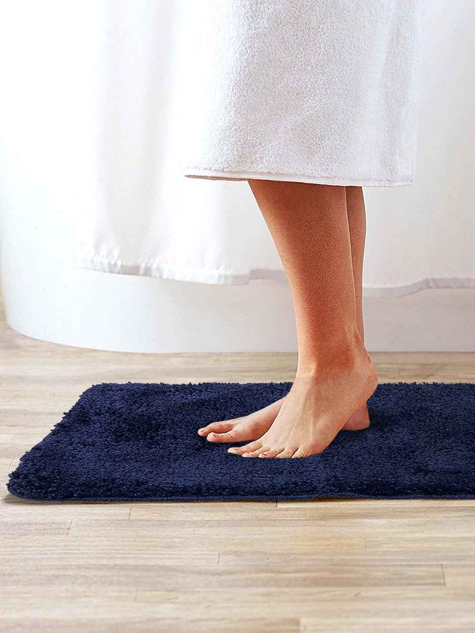 Bianca Soft Cotton Anti Slip Bath Mat | 41 x 61 cm | Benz Solid | Navy Blue