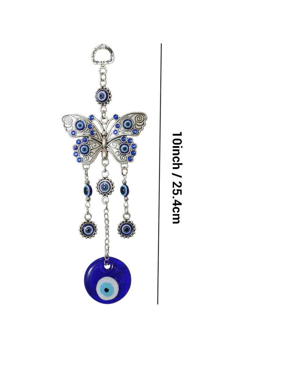 TIED RIBBONS Butterfly Evil Eye Wall Hanging | Dark Blue